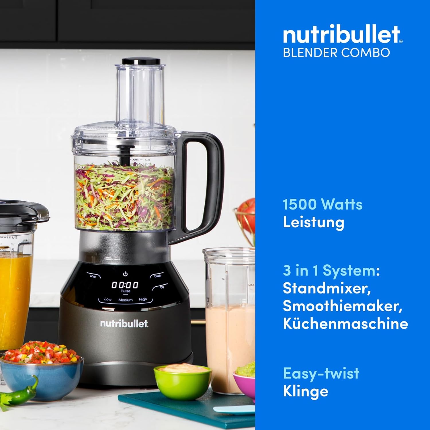 Thumbnail 1 de NutriBullet Full Size Blender Combo NBF580B – Mixer & Zerkleinerer mit 1,89-l-Krug und 1200-Watt-Antrieb (schwarz)