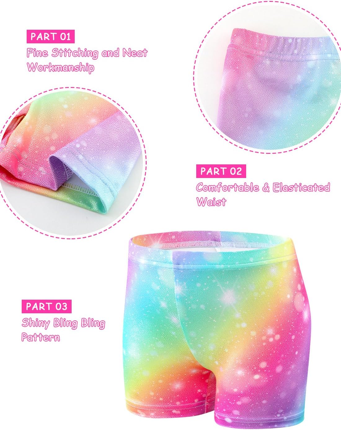 Thumbnail 2 de XiaoMoSha girls’ three-piece gymnastics leotards set (sleeveless leotard, shorts and hairband), ages 3–12