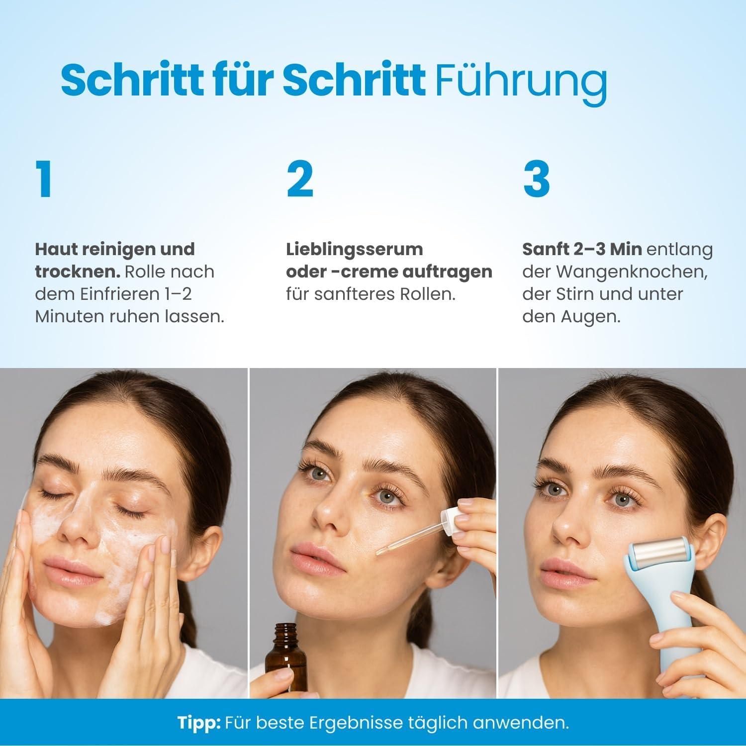 Detalle de PLANTIFIQUE Ice Roller fürs Gesicht – Eisroller zur Gesichtsmassage & Kühlung gegen Schwellungen, Augenringe und Falten
