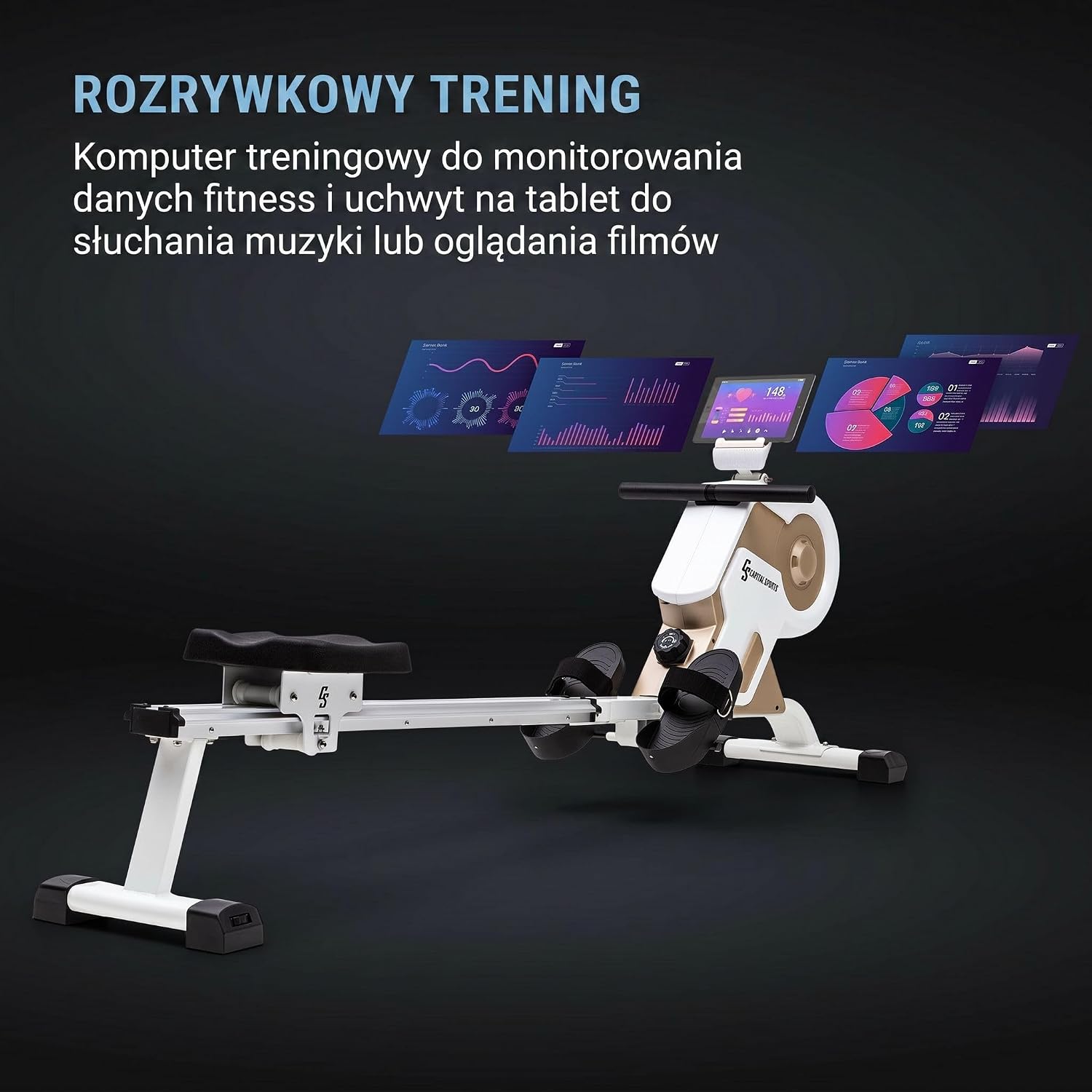 Thumbnail 3 de Capital Sports 10035537 Stream M1 – składany wioślarz magnetyczny, 8 poziomów oporu