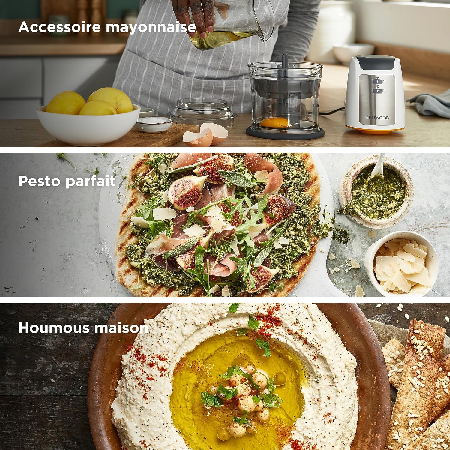 Detalle de Kenwood CHP61.100WH, Mini Hachoir 500 W avec bol 0,8 L — pratique et polyvalent