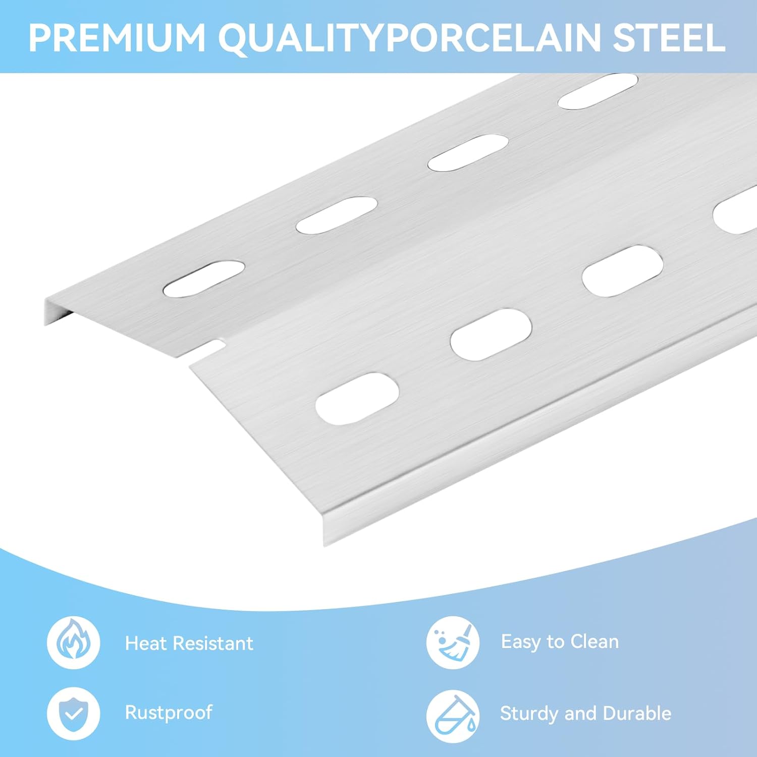Detalle de Universelle Edelstahl Brennerabdeckung 36,5 x 12 cm – 3er-Pack für Enders, Tepro und Barbecook