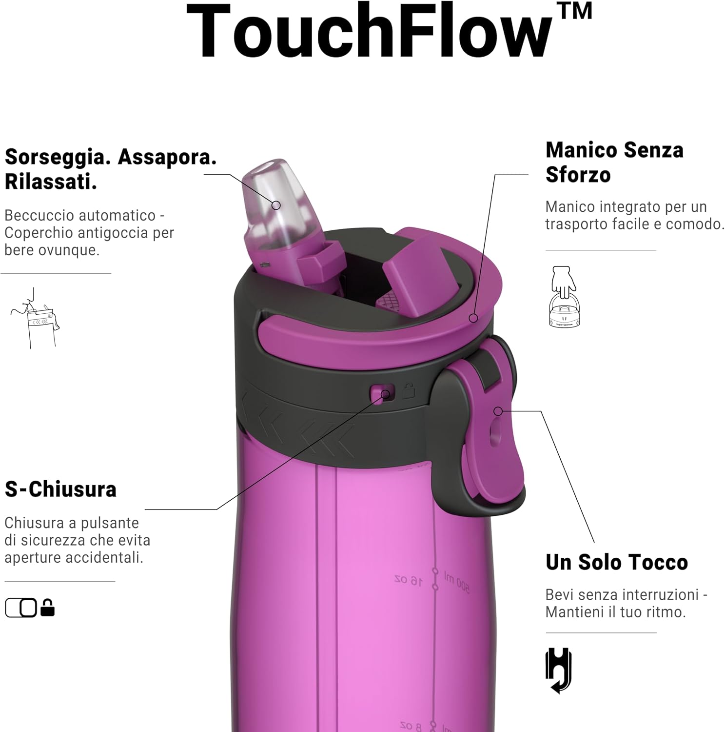 Detalle 2 de Super Sparrow TouchFlow 750ml borraccia sportiva