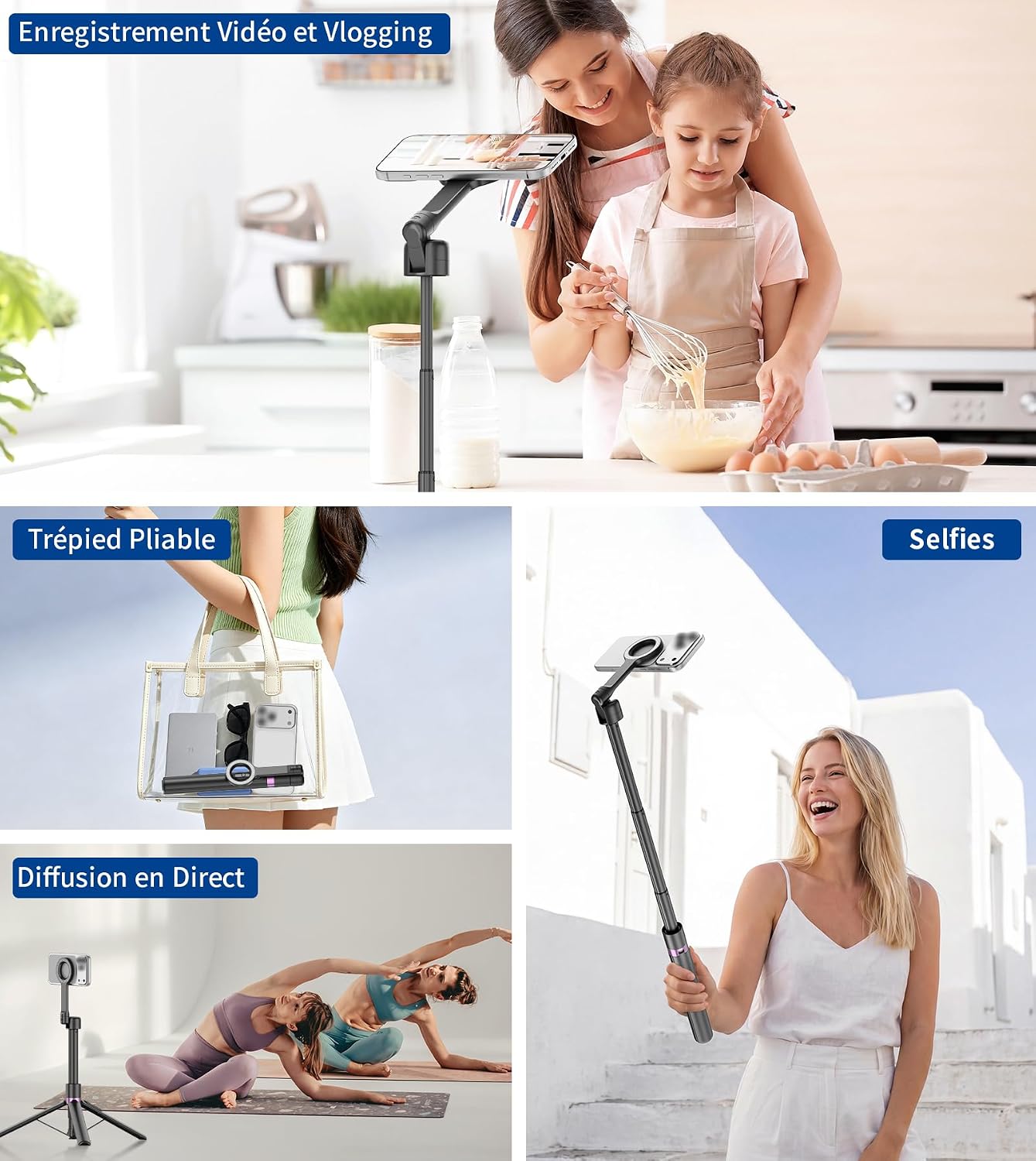 Thumbnail 6 de TONEOF magnetisch selfiestickstatief van aluminium, tot 174 cm, met afstandsbediening