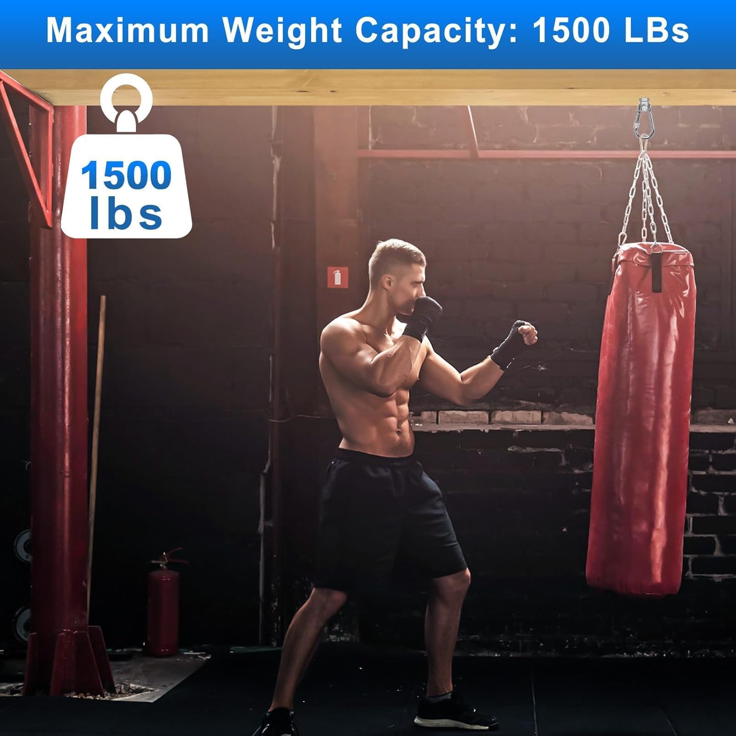 Thumbnail 3 de BeneLabel 4er Schaukelhaken für Holzbalken M10 x 68 mm (inkl. Karabiner, drehbar) – Deckenhalterung für Hängesessel & mehr