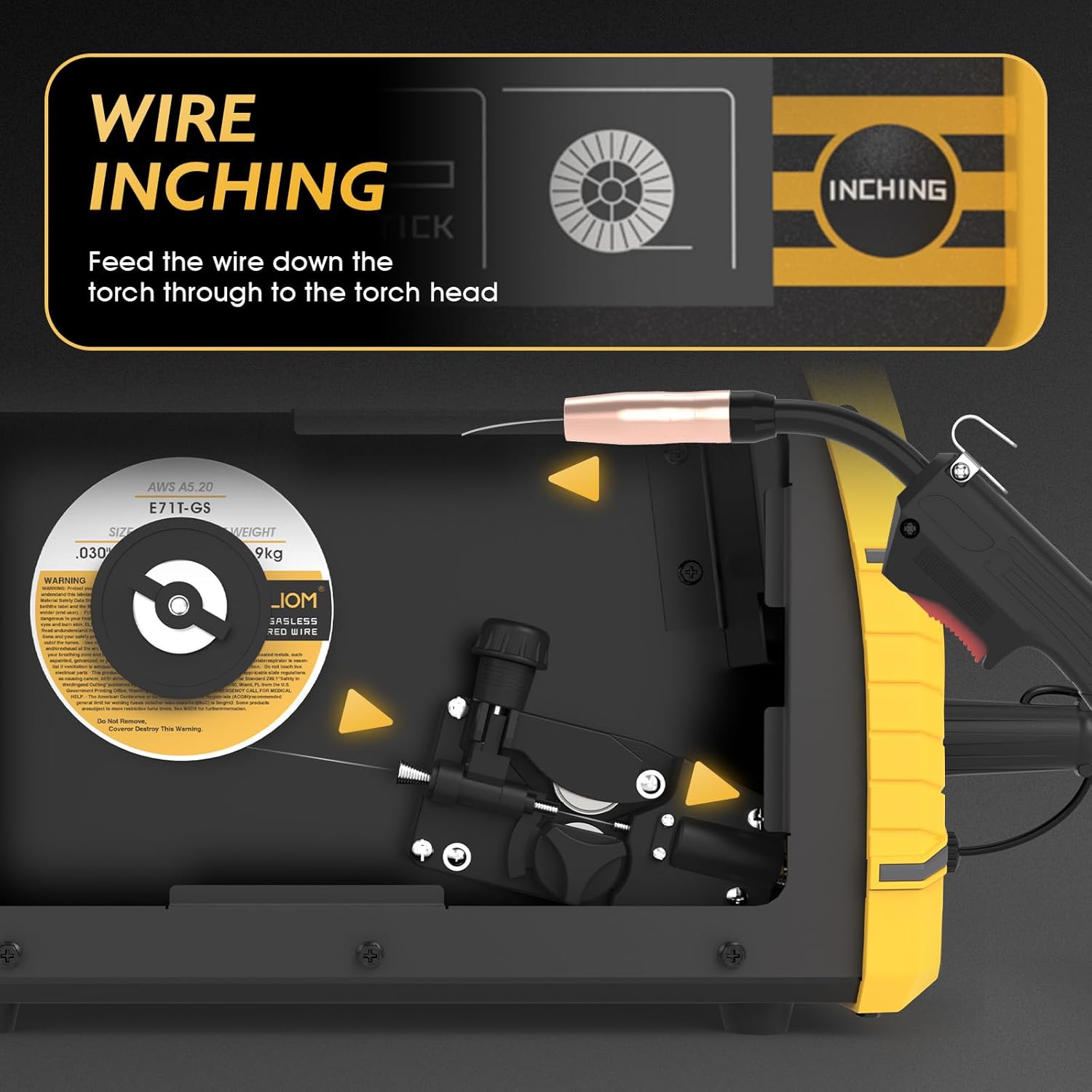 Thumbnail 5 de TOOLIOM 135A Gasless Flux Core MIG Welder 110V (3-in-1 MIG/Stick/Lift TIG) with LCD Display