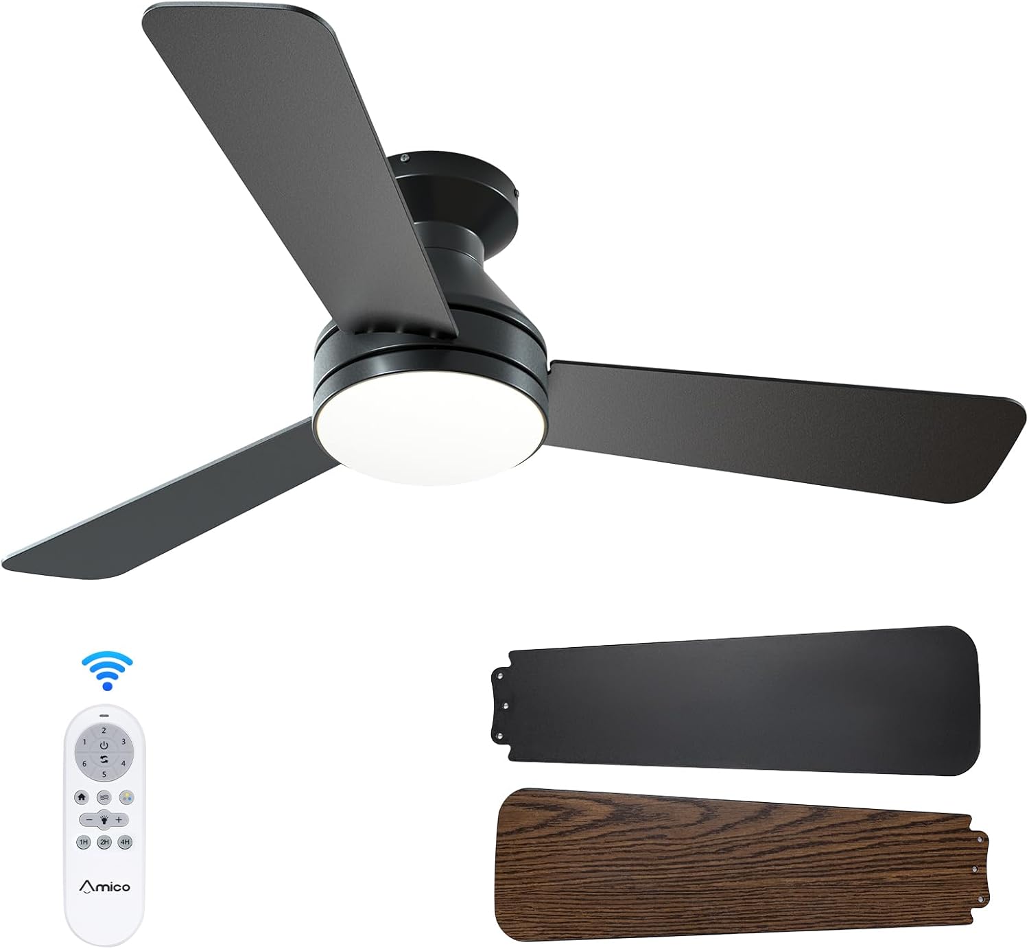 Amico 42-inch Low Profile Ceiling Fan with Light 💡🪟