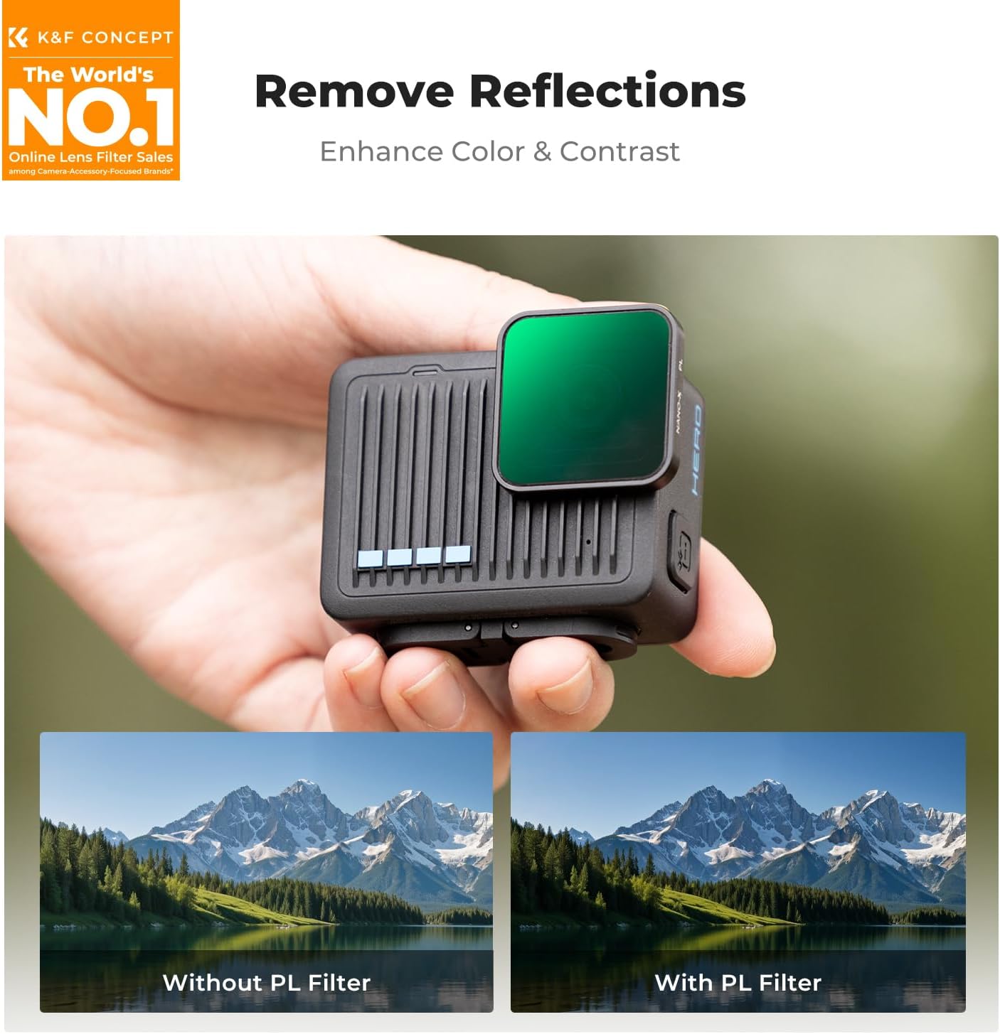 Thumbnail 1 de K&F Concept PL ND Filter Set for GoPro HERO Compact — 4-Pack (ND4/ND8/ND16) with CPL and 28-layer Coated Optical Glass