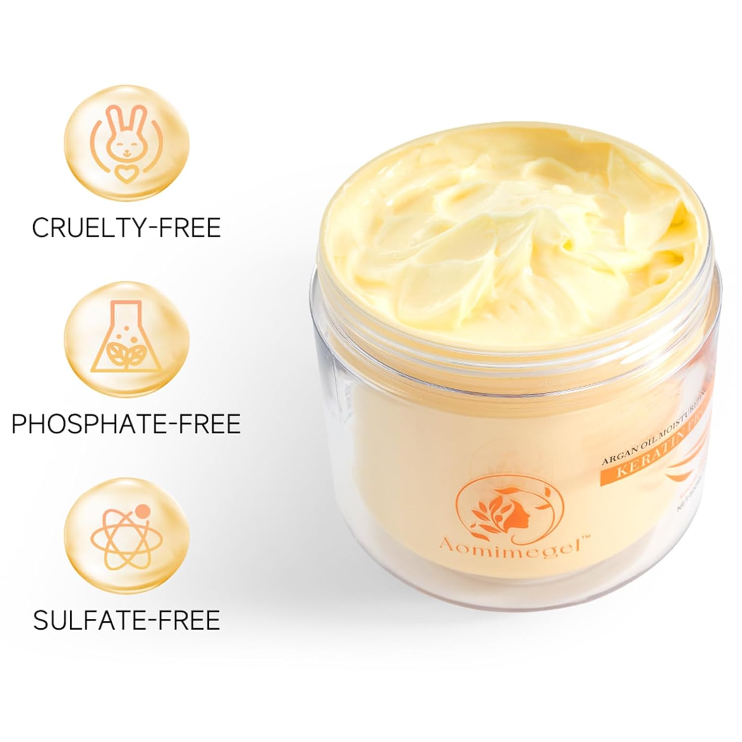 Detalle 2 de Aomimegel Collagen Hair Mask: Deep Repair with Argan Oil for All Hair Types (16.9 oz / 500 ml)