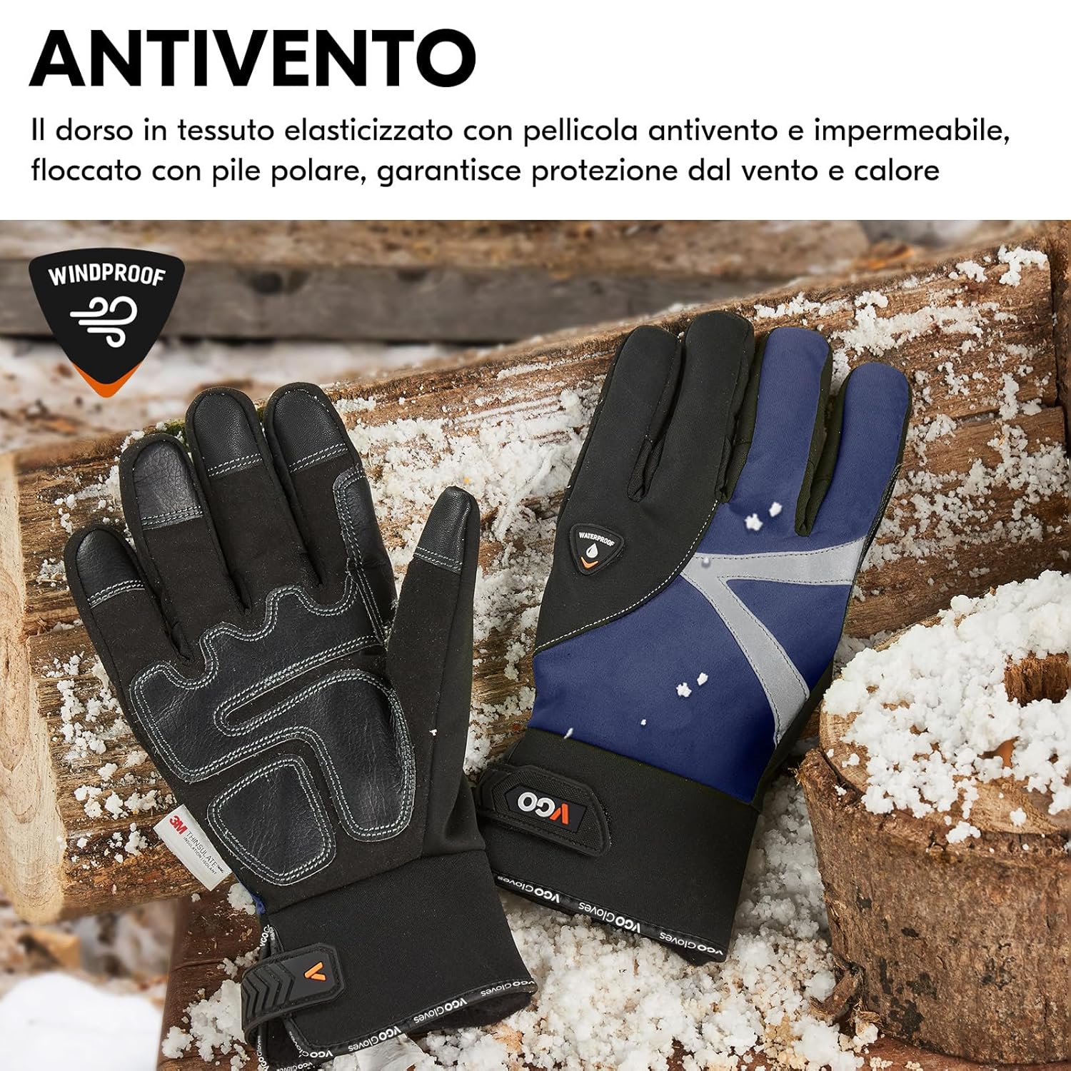 Thumbnail 4 de Vgo... Guanti da lavoro invernali impermeabili e termici fino a -20 °C, con touchscreen