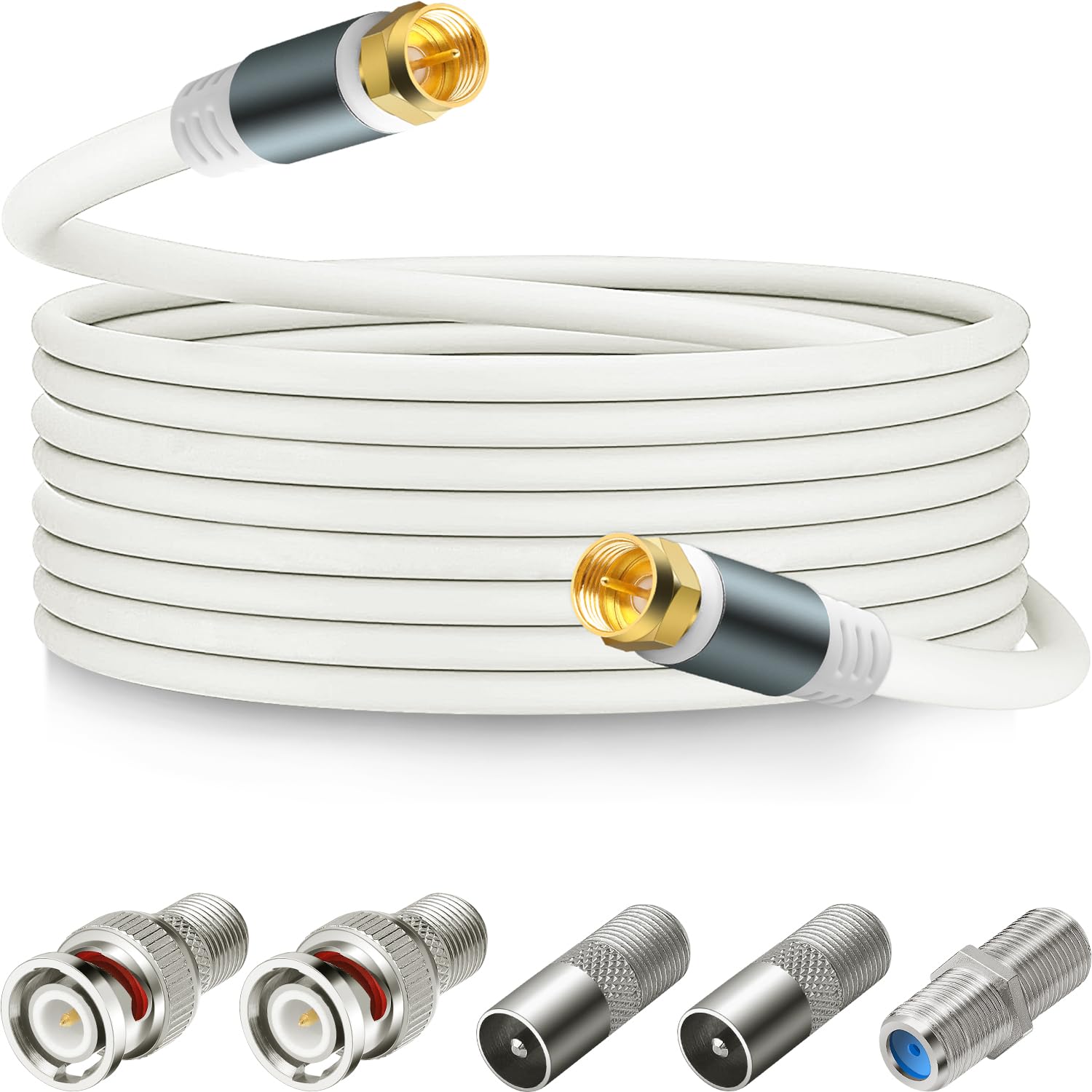 Detalle de SAISN RG6 Coaxial Cable Connector Kit with F Type Extensions (32 Feet)