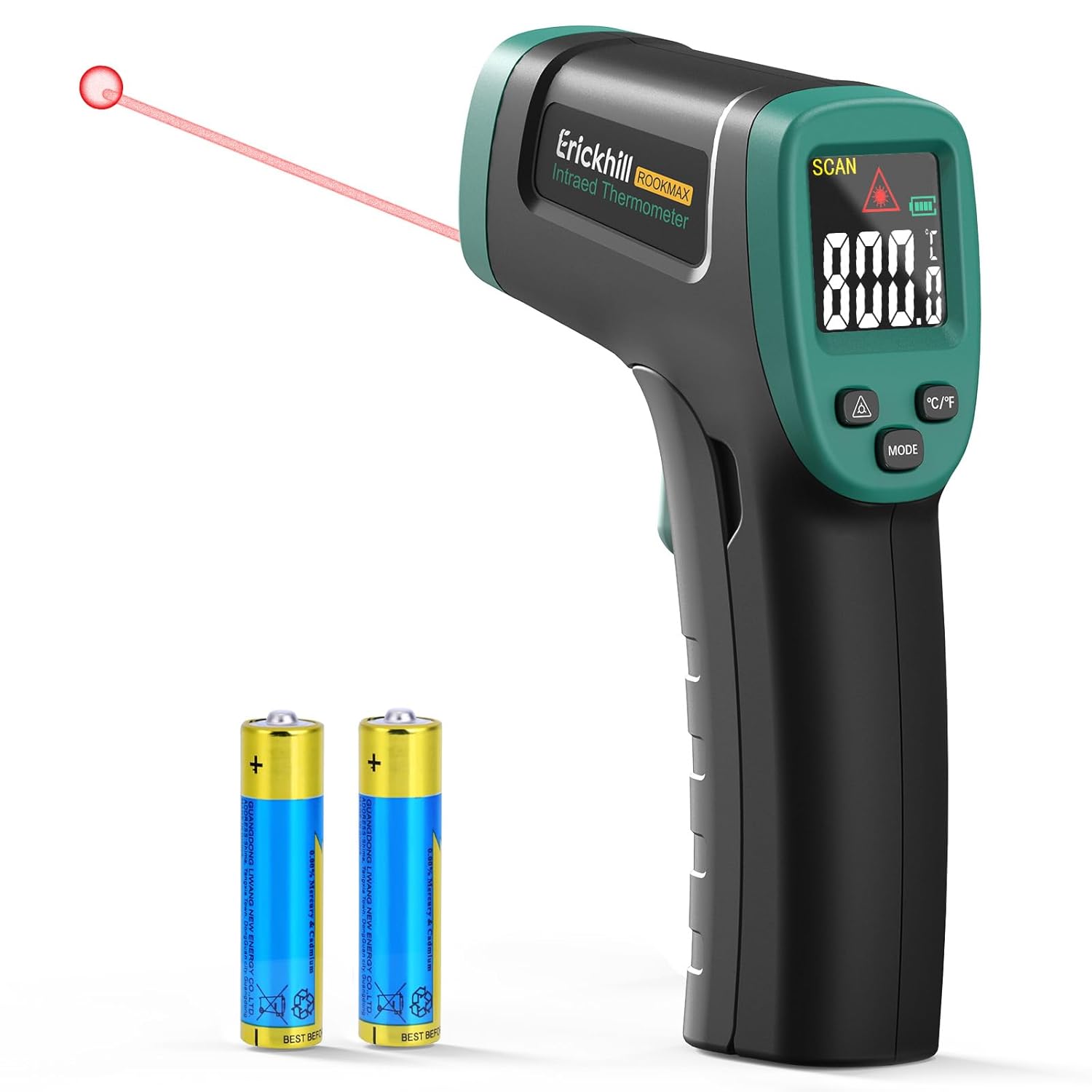 Detalle de ERICKHILL Infrarot-Thermometer berührungslos -50 bis 800 °C mit LCD und einstellbarem Emissionsgrad