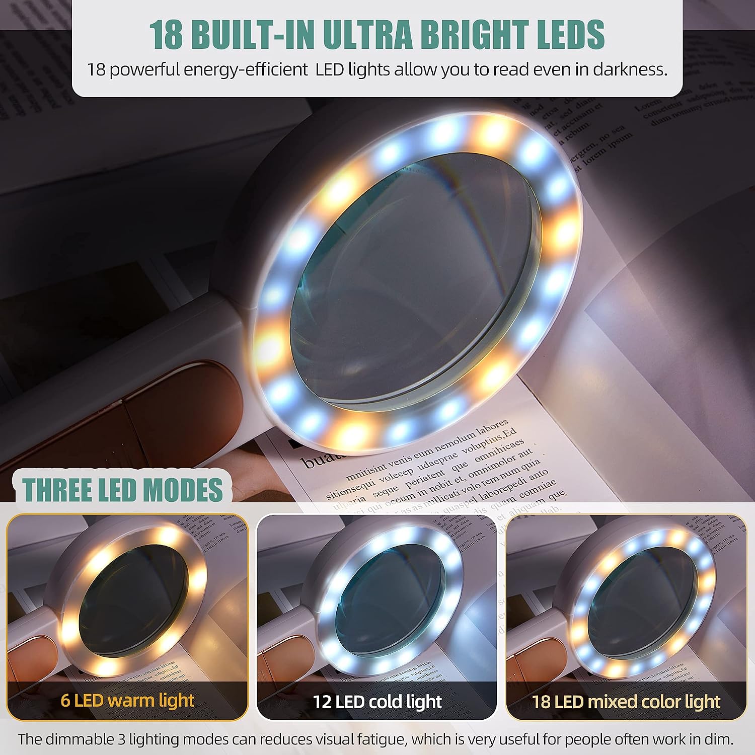 Detalle de BUSATIA Lente di Ingrandimento 30X Illuminata con 18 LED e vetro ottico