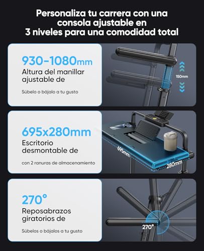 Detalle de RUNIMON Cinta de Correr Plegable 6 en 1 con Inclinación, RGB y App