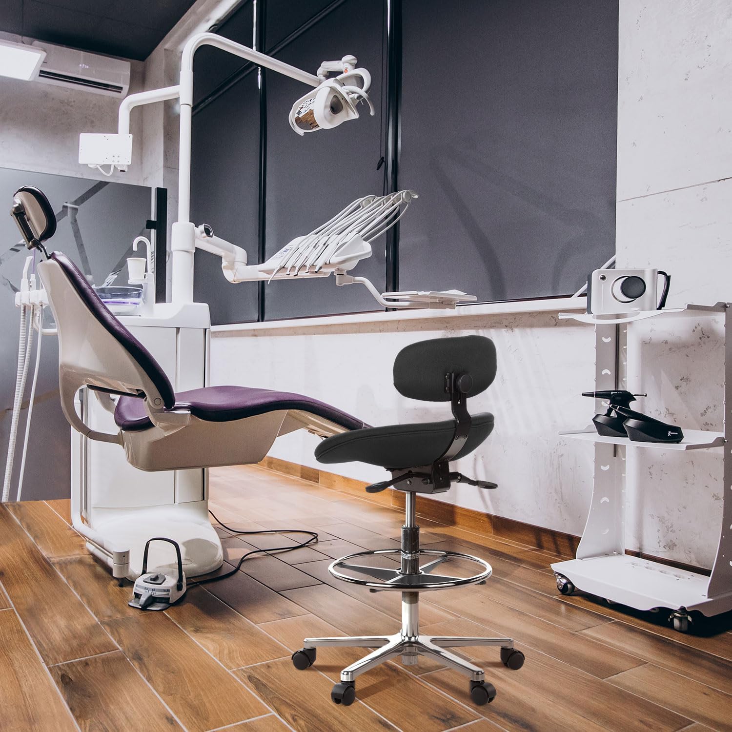 Detalle 2 de HJH Office 608300 Sedia da Ufficio alta WORK MF Tessuto – sgabello girevole con poggiapiedi