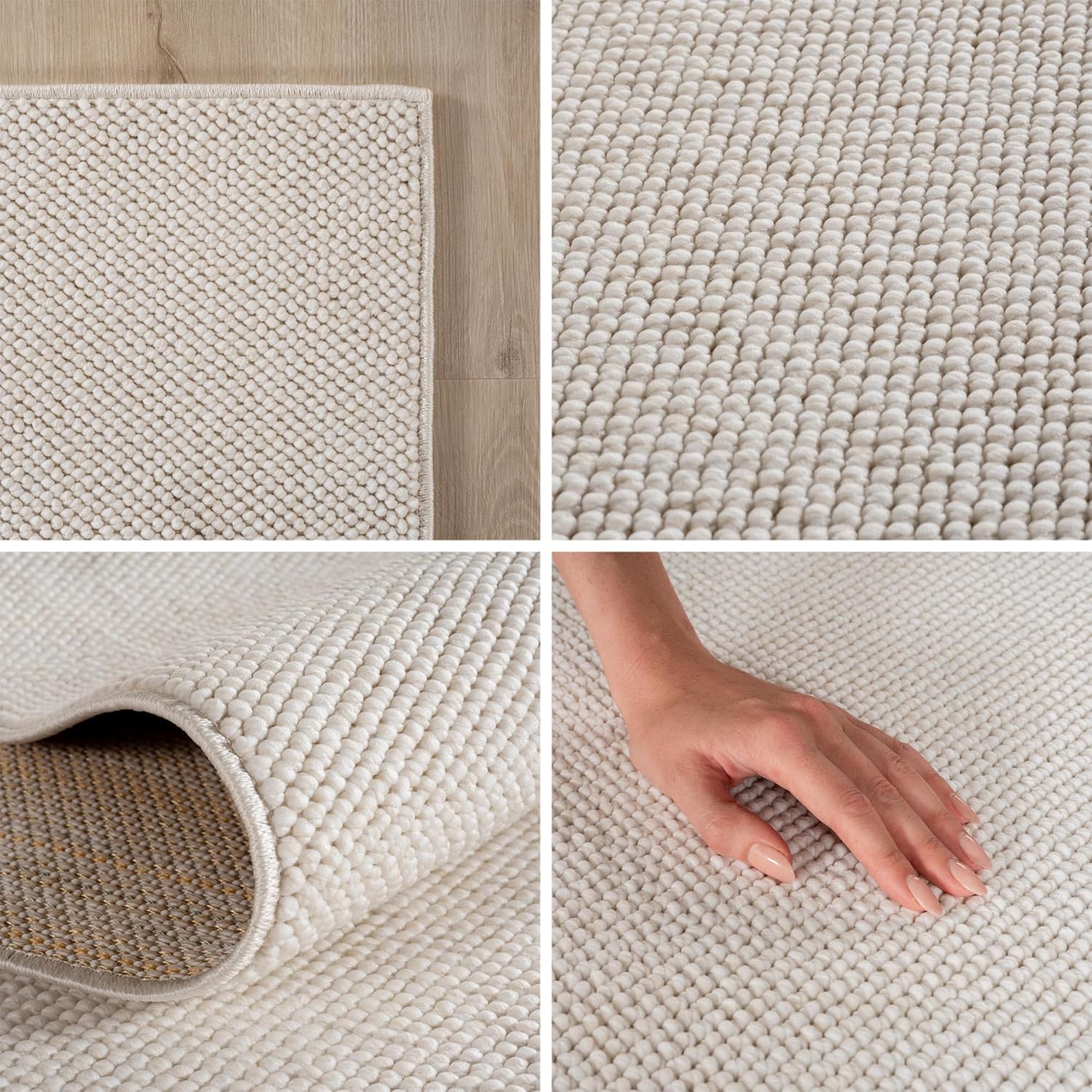 Thumbnail 1 de SIMPEX Teppich Creme 160x230 – Bouclé im skandi-Look, pflegeleicht & weich