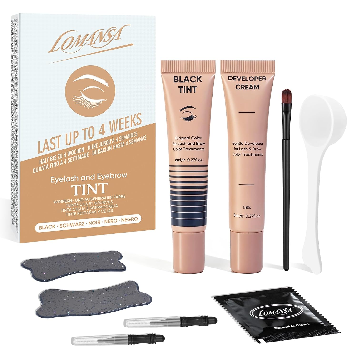 Lomansa Wimpernfarbe Schwarz – Einfach zu bedienendes Set für Wimpern- und Augenbrauentönung