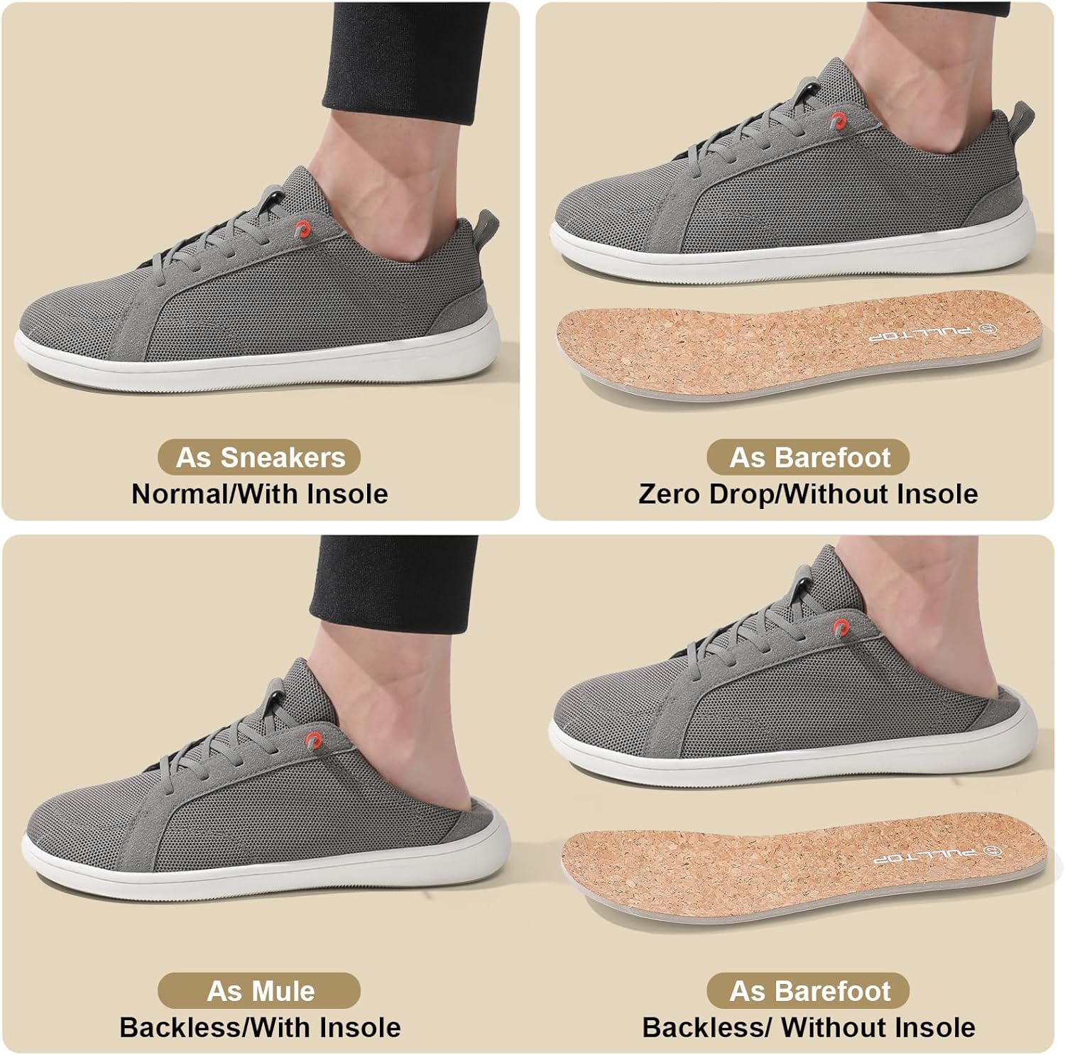 Thumbnail 5 de Men’s Barefoot Wide Toe Box Minimalist Shoes with Zero Drop Slip-On Sole Support