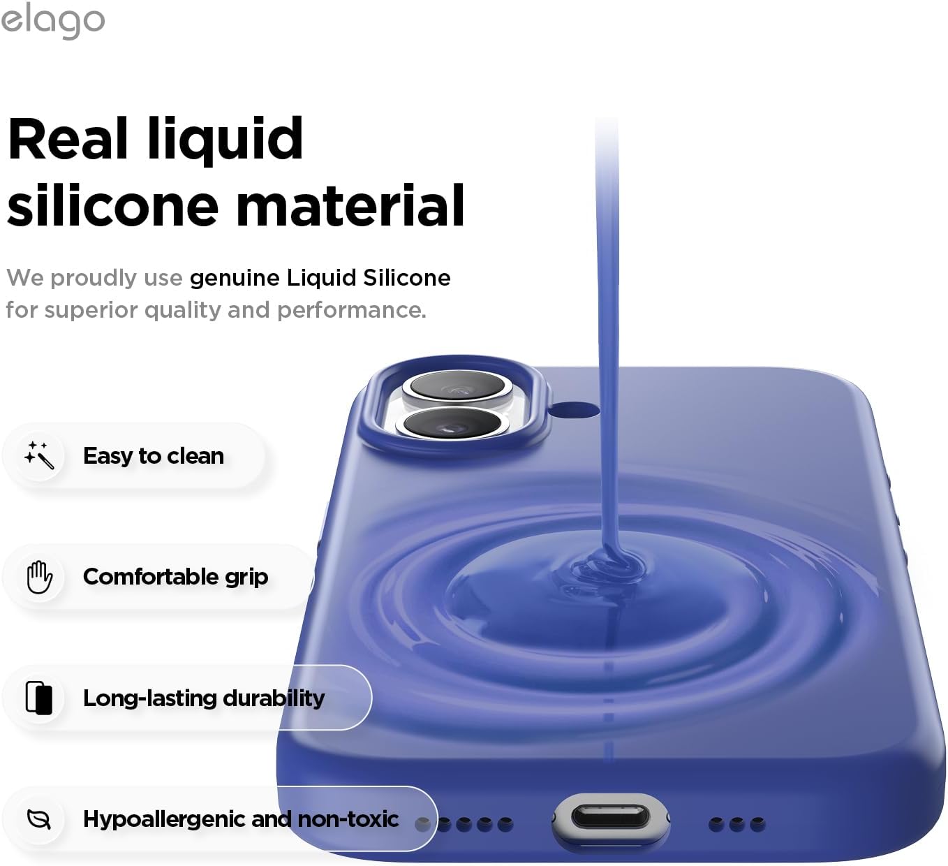 Detalle de elago Magnetic Silicone Case for iPhone 17 6.3” (MagSafe) in Cobalt Blue