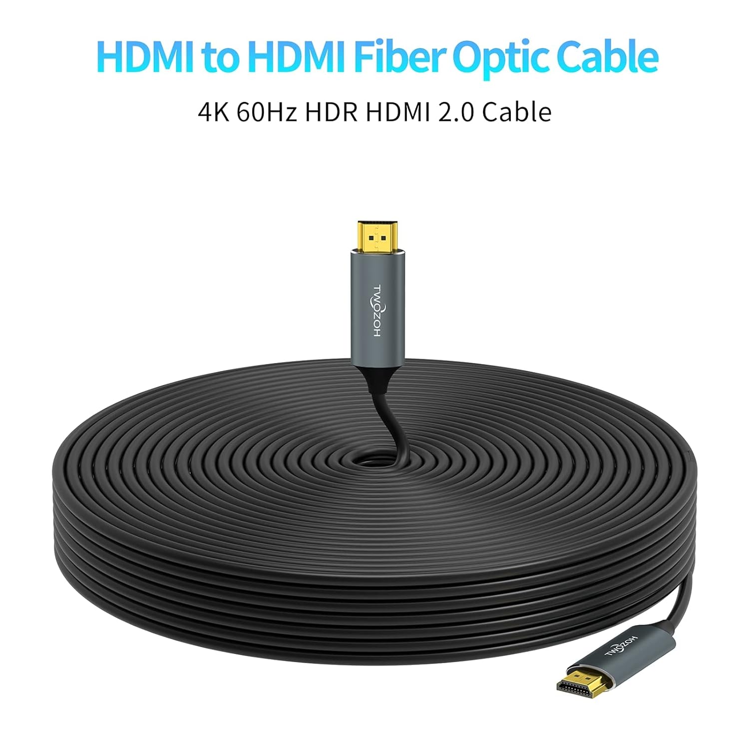 Thumbnail 2 de Twozoh Câble HDMI fibre optique 20M: 4K/60Hz et HDR10, transmission robuste sur longue distance