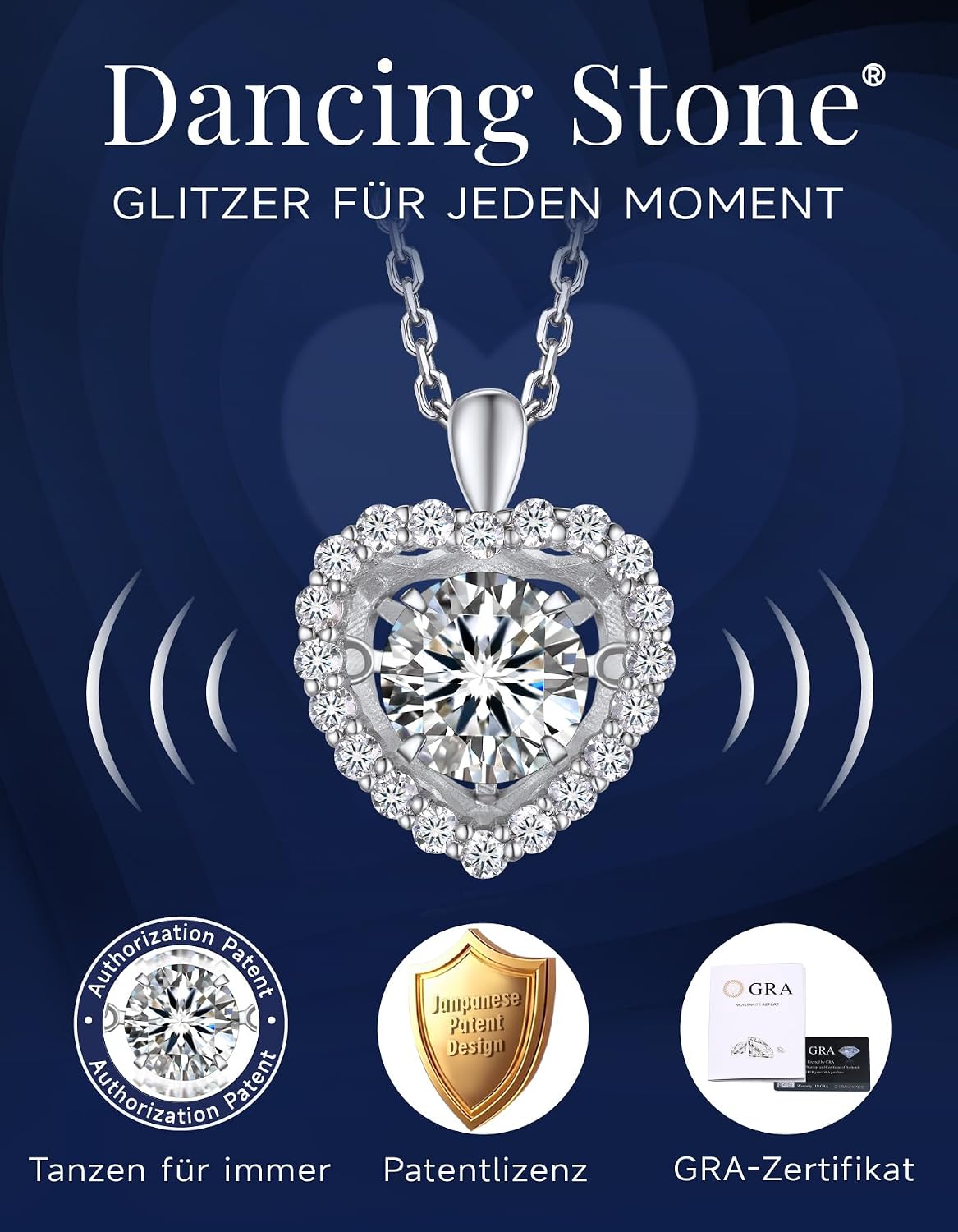 Thumbnail 2 de MomentWish Halskette Damen mit 1 Karat Moissanit – 925 Silber Herzanhänger für Funkeln im Alltag