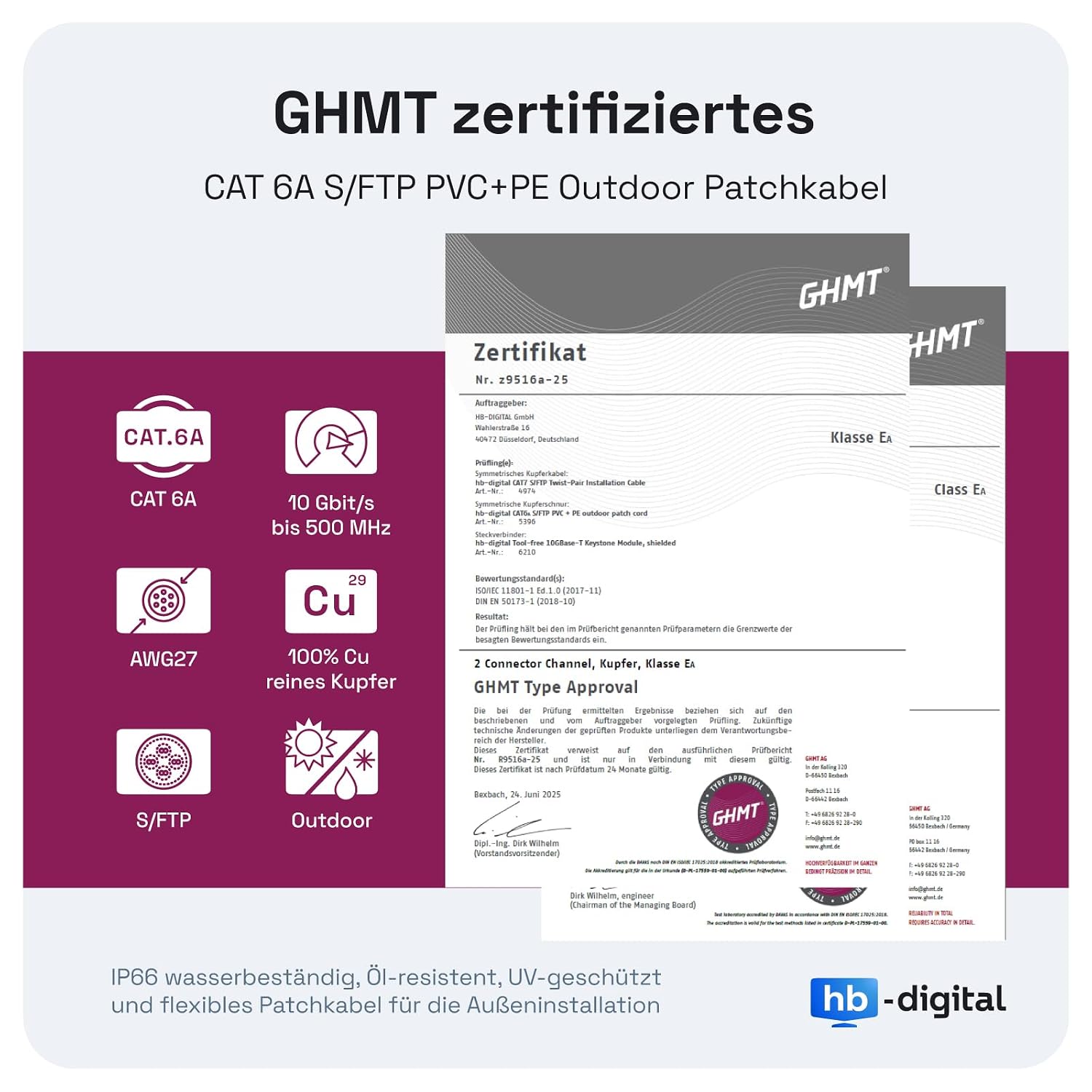 Detalle 2 de HB-DIGITAL HB-DIGITAL 12 m Cat 6a LAN-Kabel