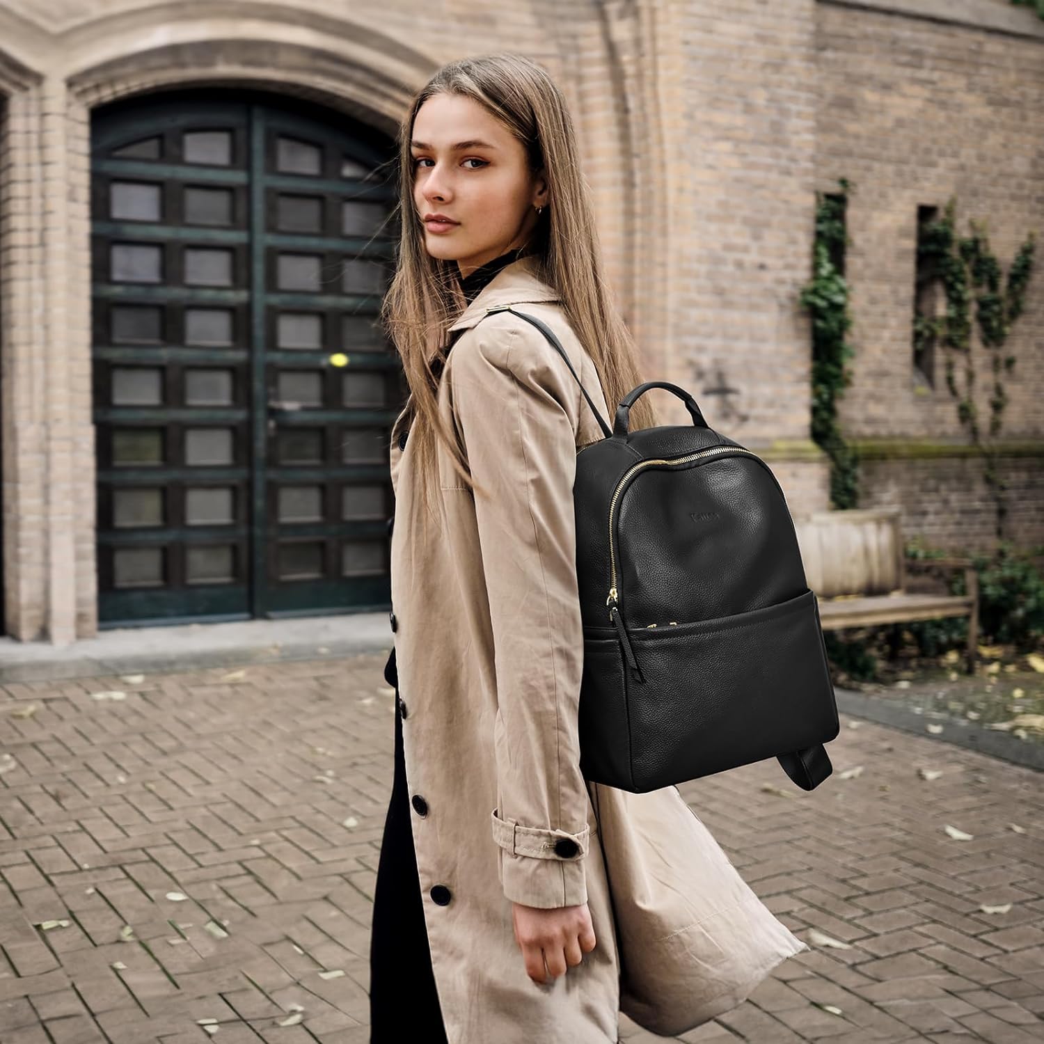 Thumbnail 1 de Kattee Sac à dos en cuir véritable pour femme – antivol doux et tendance