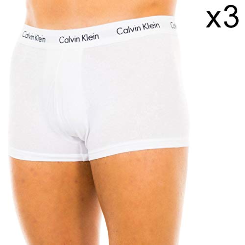 Detalle 2 de Calvin Klein Herren Boxershorts Low Rise TRUNK – 3er Pack, Weiß, Größe XL, Ohne Eingriff