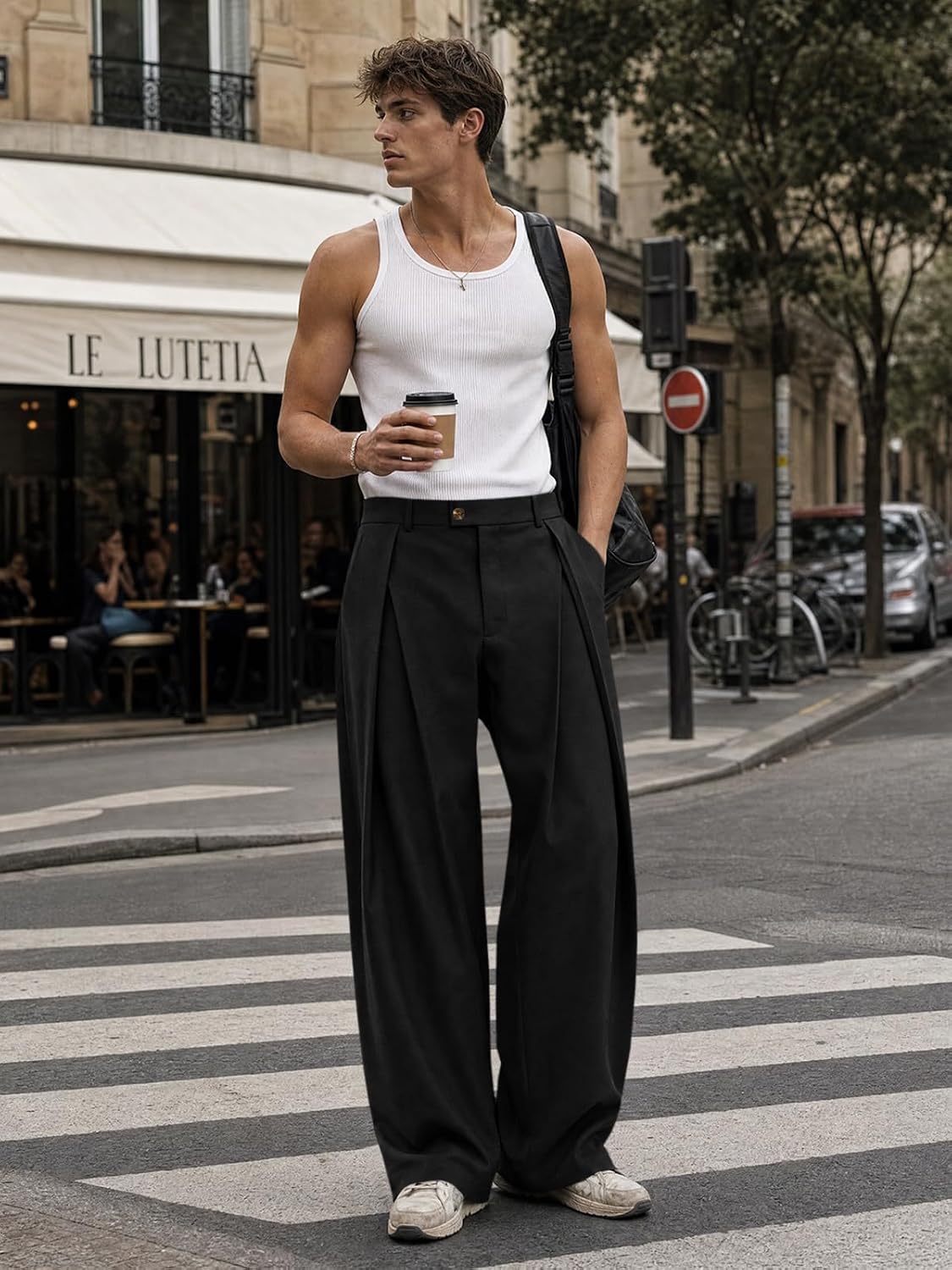 Detalle de Runcati Men's Pleated Dress Pants