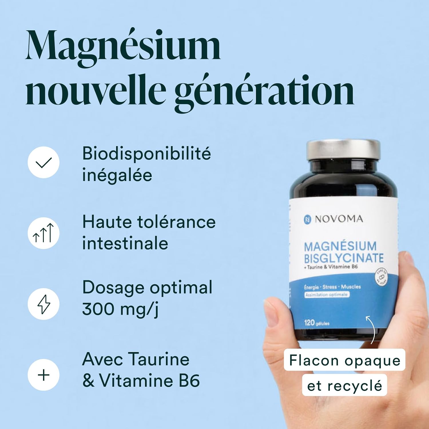 Detalle de NOVOMA Magnésium Bisglycinate 300 mg 120 gélules