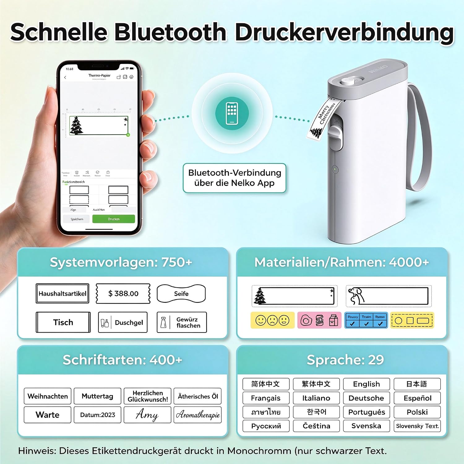 Detalle 2 de Nelko Etikettendrucker P21 mit Bluetooth
