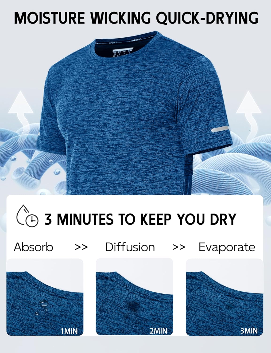 Detalle 2 de MAGCOMSEN Herren Sportshirts Kurzarm – schnelltrocknendes Funktionsshirt aus Polyester für Laufen, Fitness & Alltag