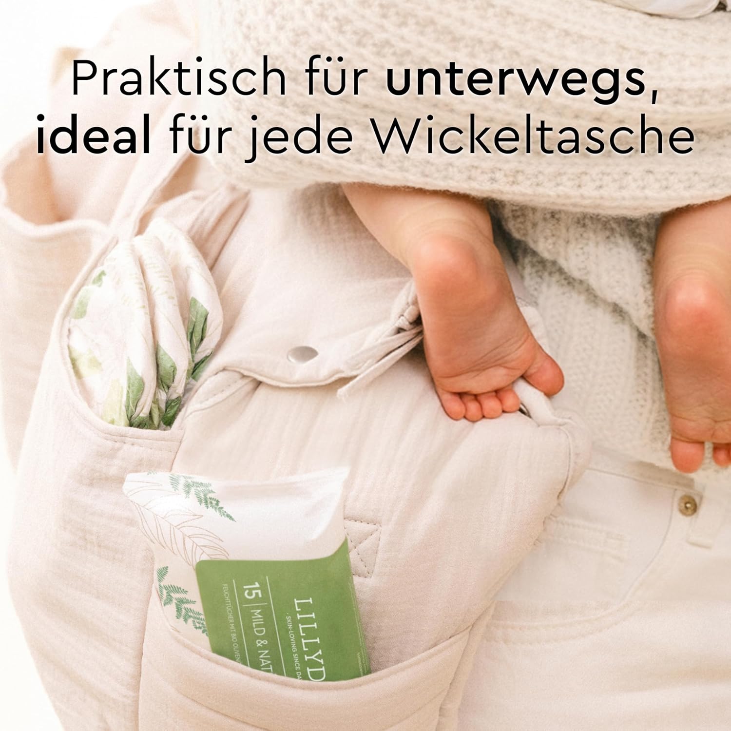 Detalle de LILLYDOO green Feuchttücher – 150 Stück (10 x 15) milde, natürliche Reinigung ohne Parfüm, plastikfrei