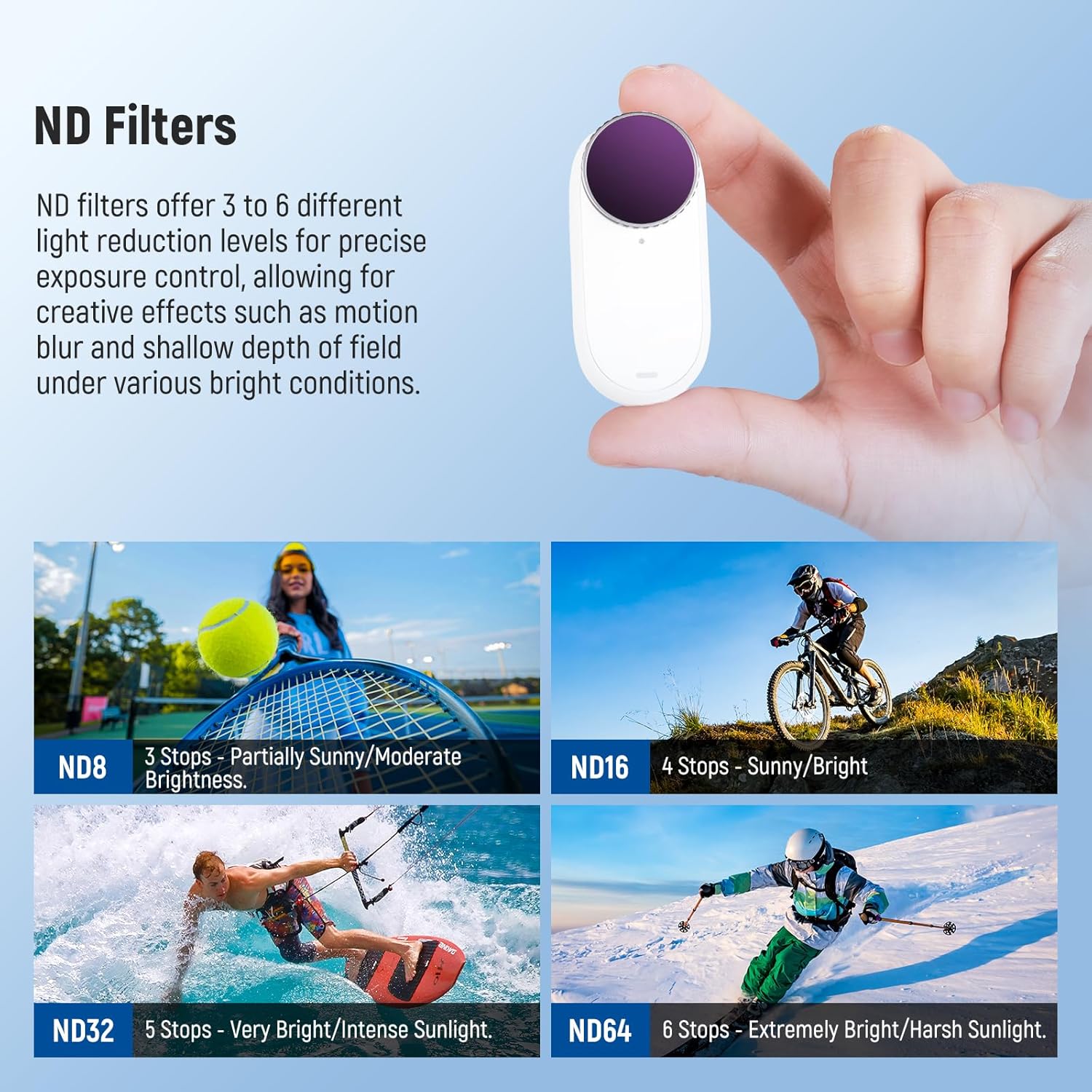 Thumbnail 2 de NEEWER GO 3S ND Filter Set (4 Pack) for Insta360 GO 3S