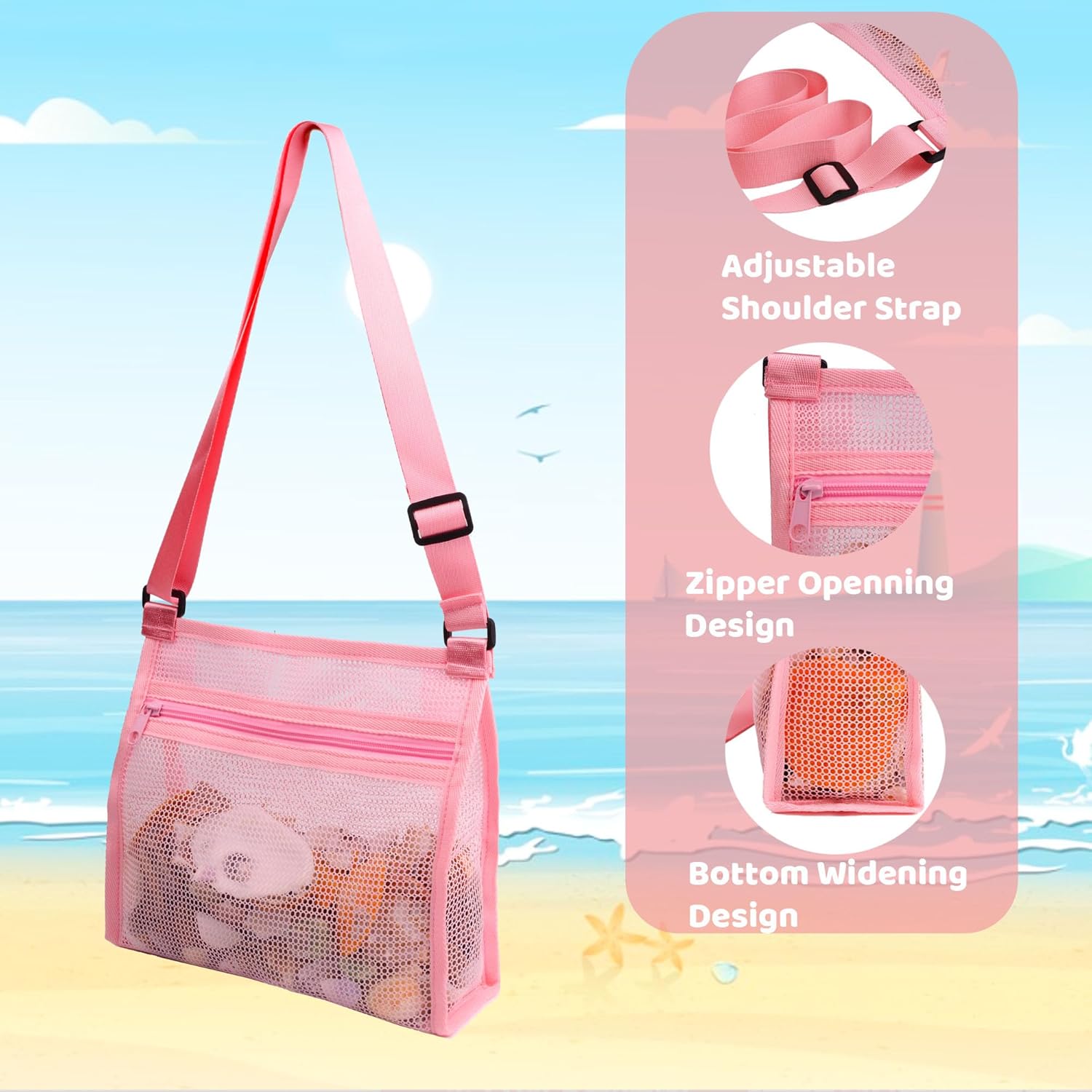 Thumbnail 2 de MUYIZI Mesh Beach Bag for Shells Collecting 3 Pack