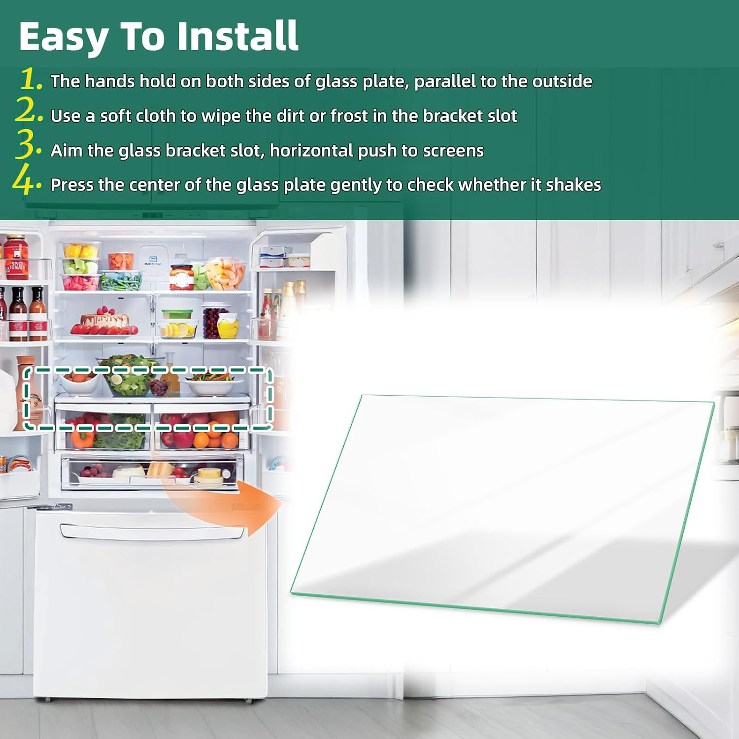Detalle 2 de POOLKEY MHL61952330 Refrigerator Glass Shelf, Tempered Crisper Cover