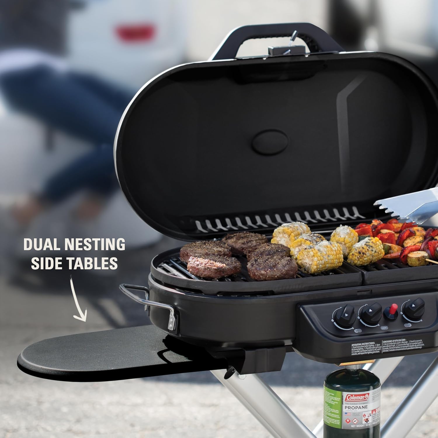 Detalle 2 de Coleman RoadTrip 285 Portable Stand-Up Propane Grill (3 Adjustable Burners, Instastart Ignition)
