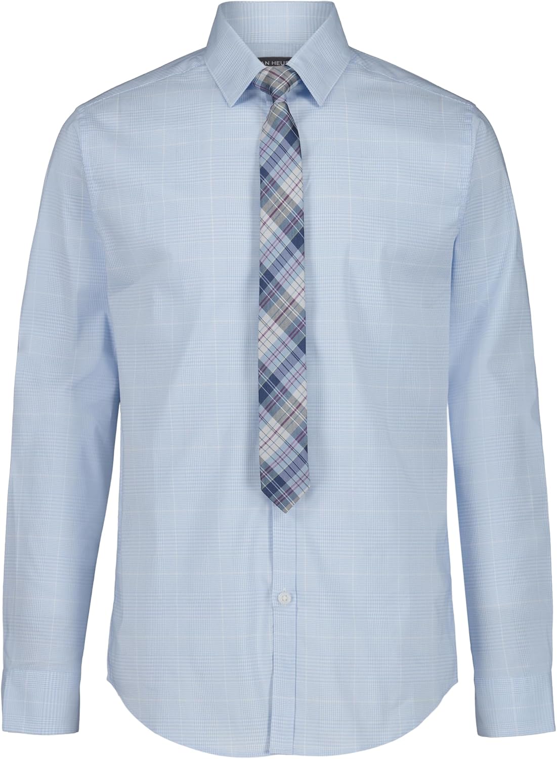Detalle 2 de Van Heusen Boys' Long Sleeve Dress Shirt with Clip-On Plaid Tie Set