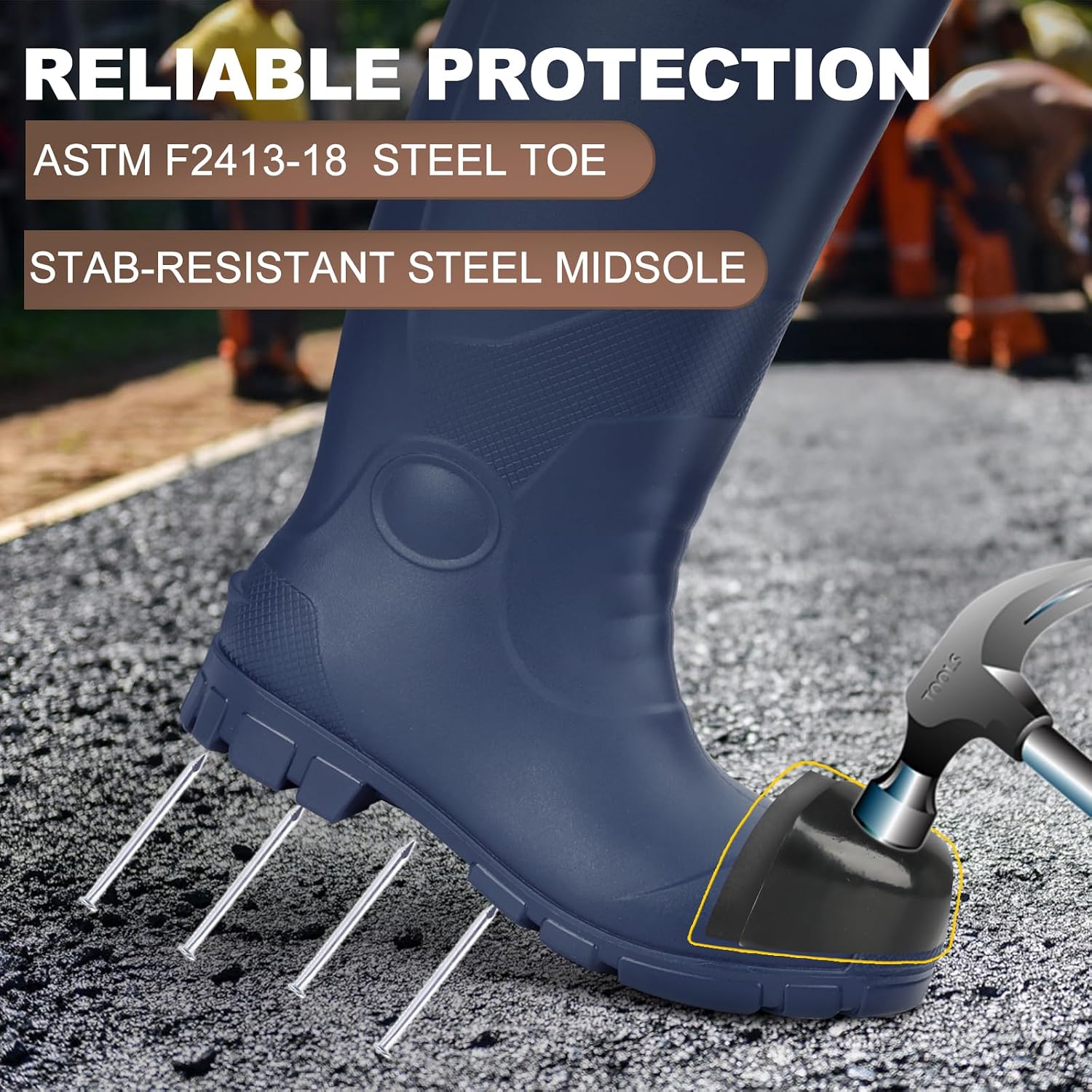 Detalle de Showave Steel Toe Rubber Work Boots 100% Waterproof