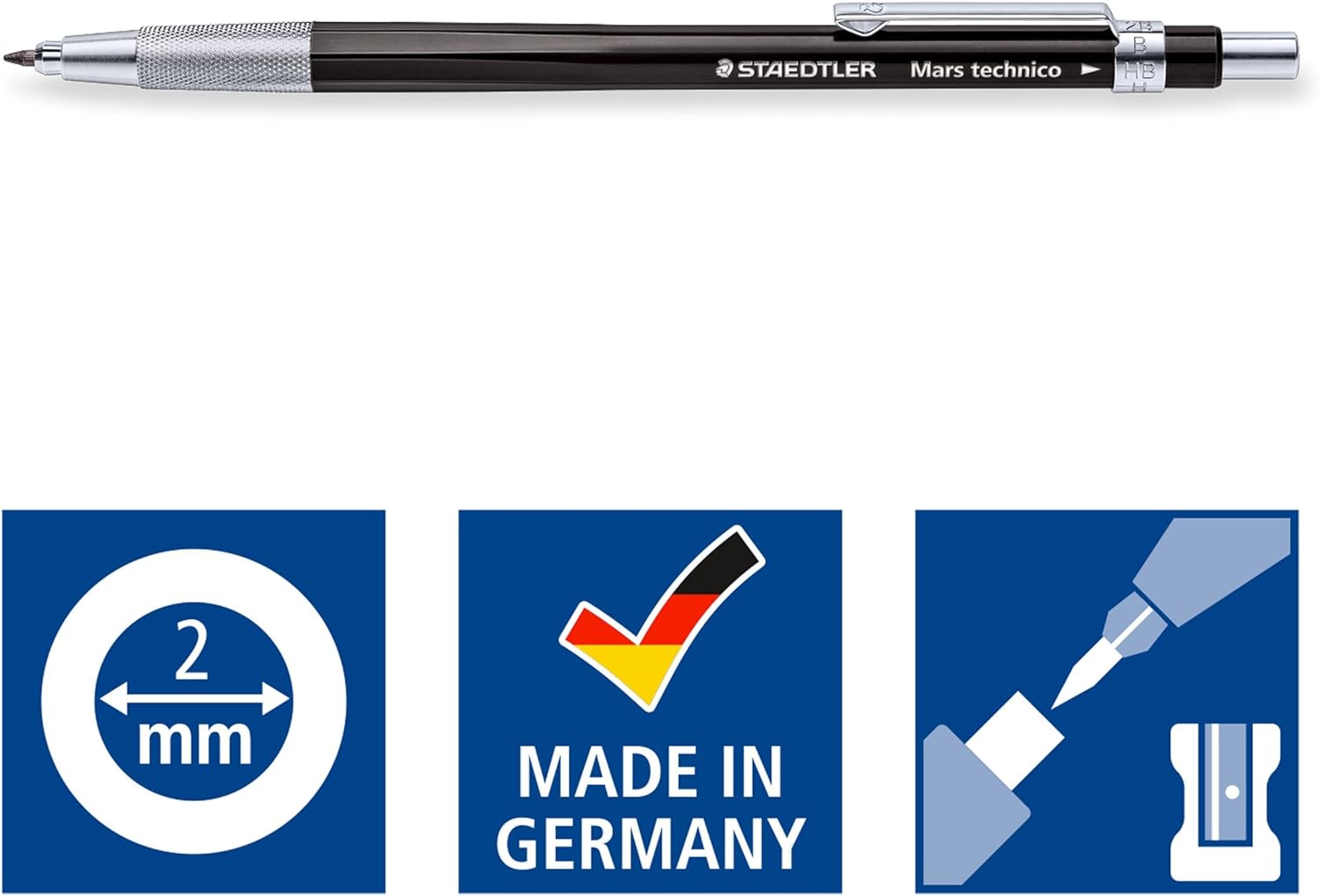 Thumbnail 5 de Staedtler Mars Technico - Portamine 2 mm con temperamine integrato e gomma da cancellare, set completo per disegno e scrittura