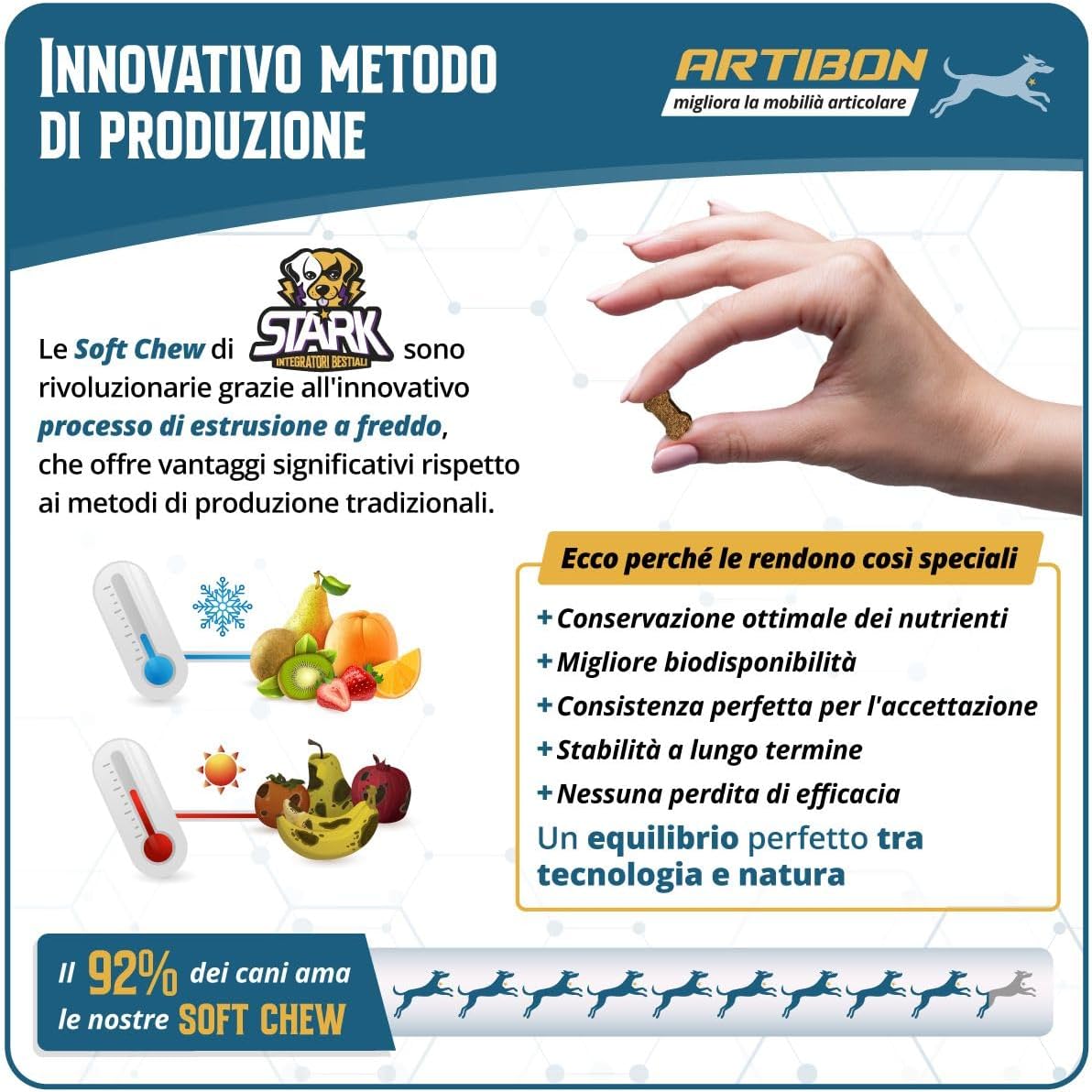 Thumbnail 5 de Stark Artibon – Integratore per articolazioni del cane con acido ialuronico, glucosamina, condroitina, MSM e curcuma (60 bocconcini)