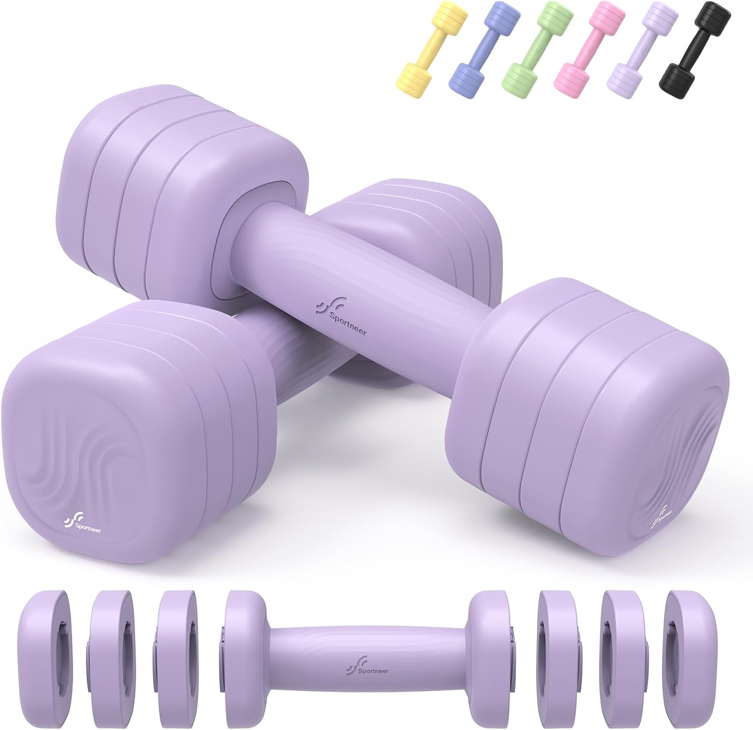 Detalle 2 de Sportneer Adjustable Dumbbells Set for Women (1–2.5kg each) – 4-in-1 pair set with non-slip TPU grip
