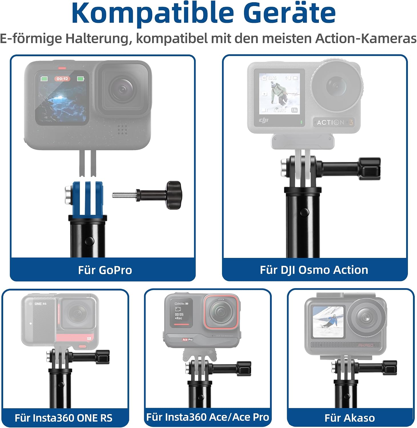 Detalle de 94 cm wasserdichtes Selfie-Stick‑Ausziehstativ für GoPro und Action-Kameras