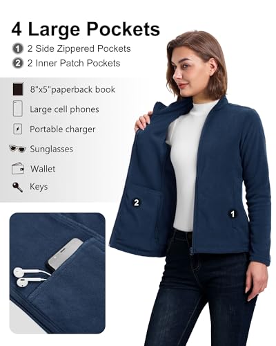 Detalle de 33,000ft Womens Lightweight Fleece Jacket – Full Zip Warm Coat