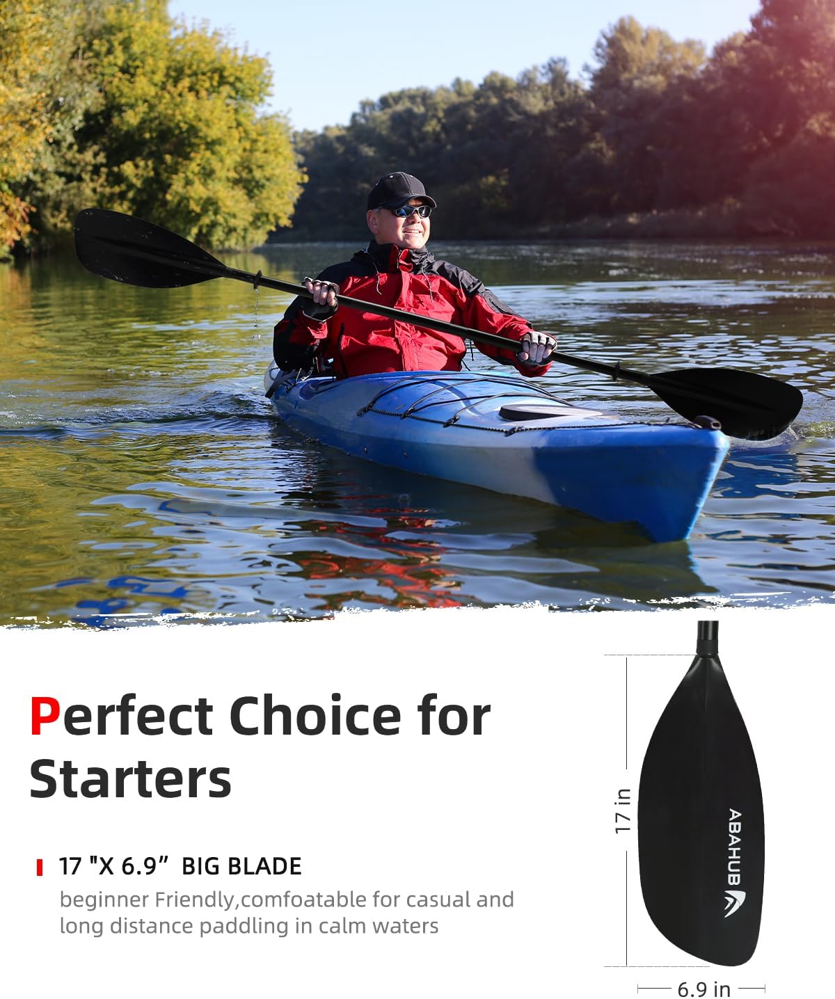 Thumbnail 3 de Abahub verstelbare kajakpeddel, 210–230 cm, 3-delig met aluminium schacht