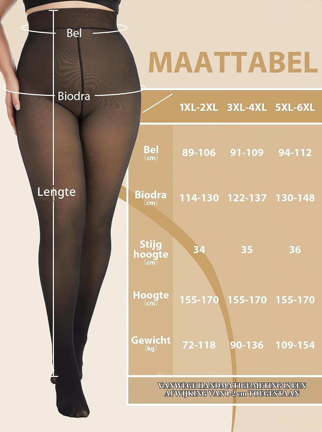Detalle 2 de ZFSOCK Thermo Panty Dames Winter met fleecevoering, stretch en plus size