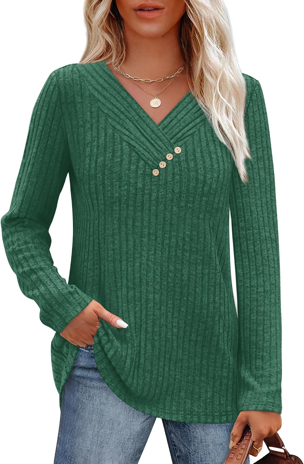 Detalle de SAMPEEL Women's V-Neck Sweater