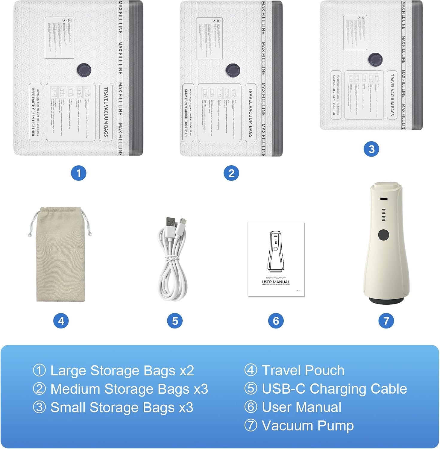 Thumbnail 6 de EACOPOL TY-Z7 Vacuum Storage Bags with Cordless USB-C Pump, 8-Pack
