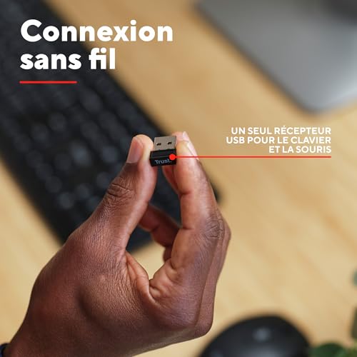 Thumbnail 3 de Trust Ymo II Pack Clavier et Souris sans Fil AZERTY Français, Noir