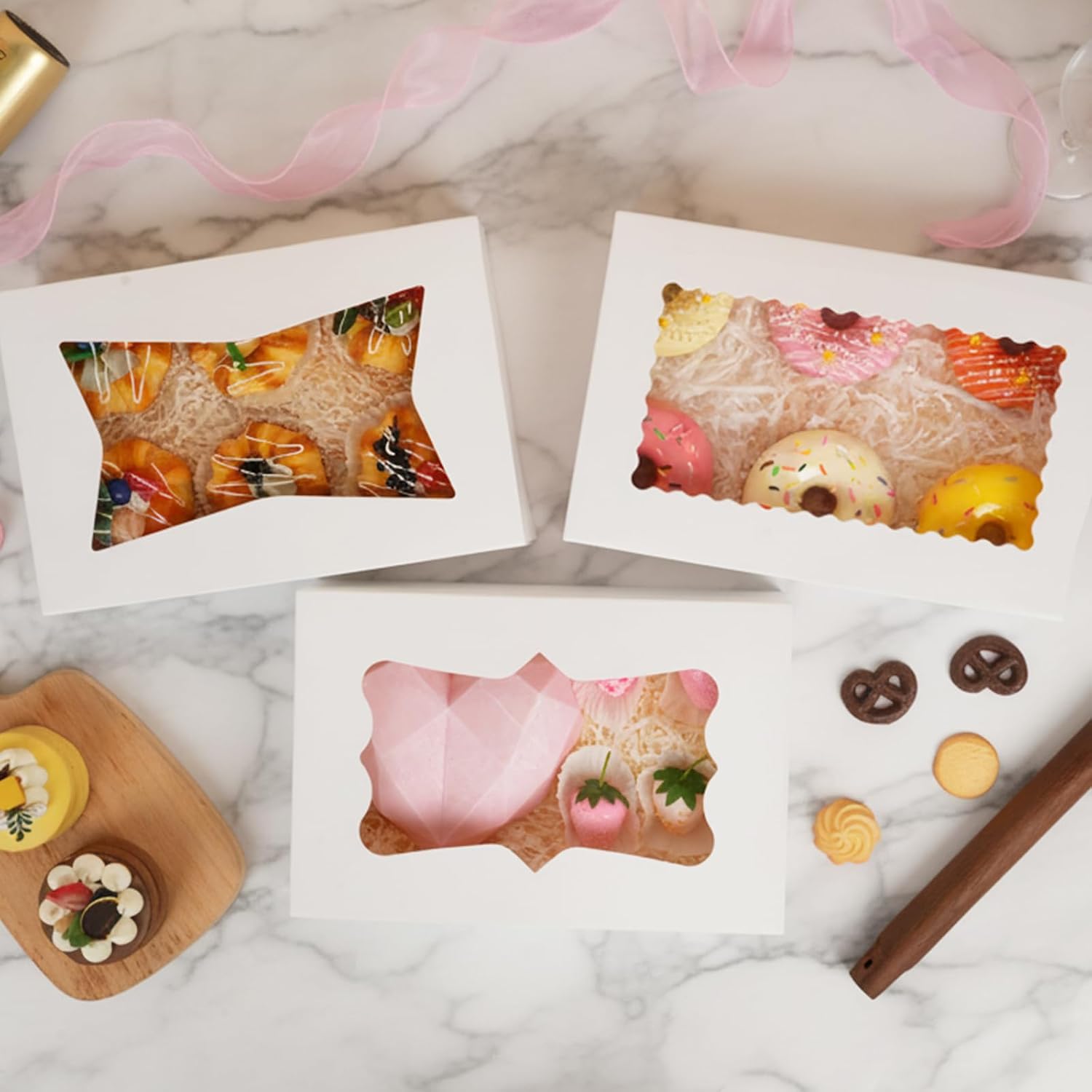 Thumbnail 5 de Moretoes 12x8x2.5-Inch Bakery Boxes, 48-Pack with Three Window Styles